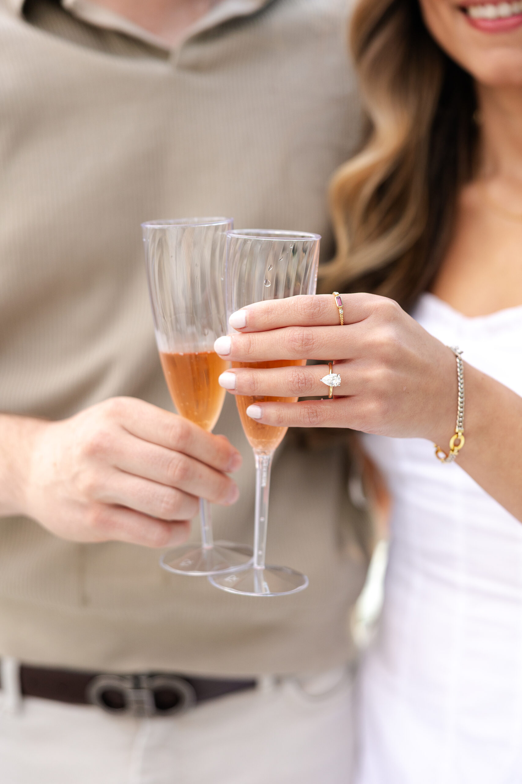 Champaign celebration for surprise proposal