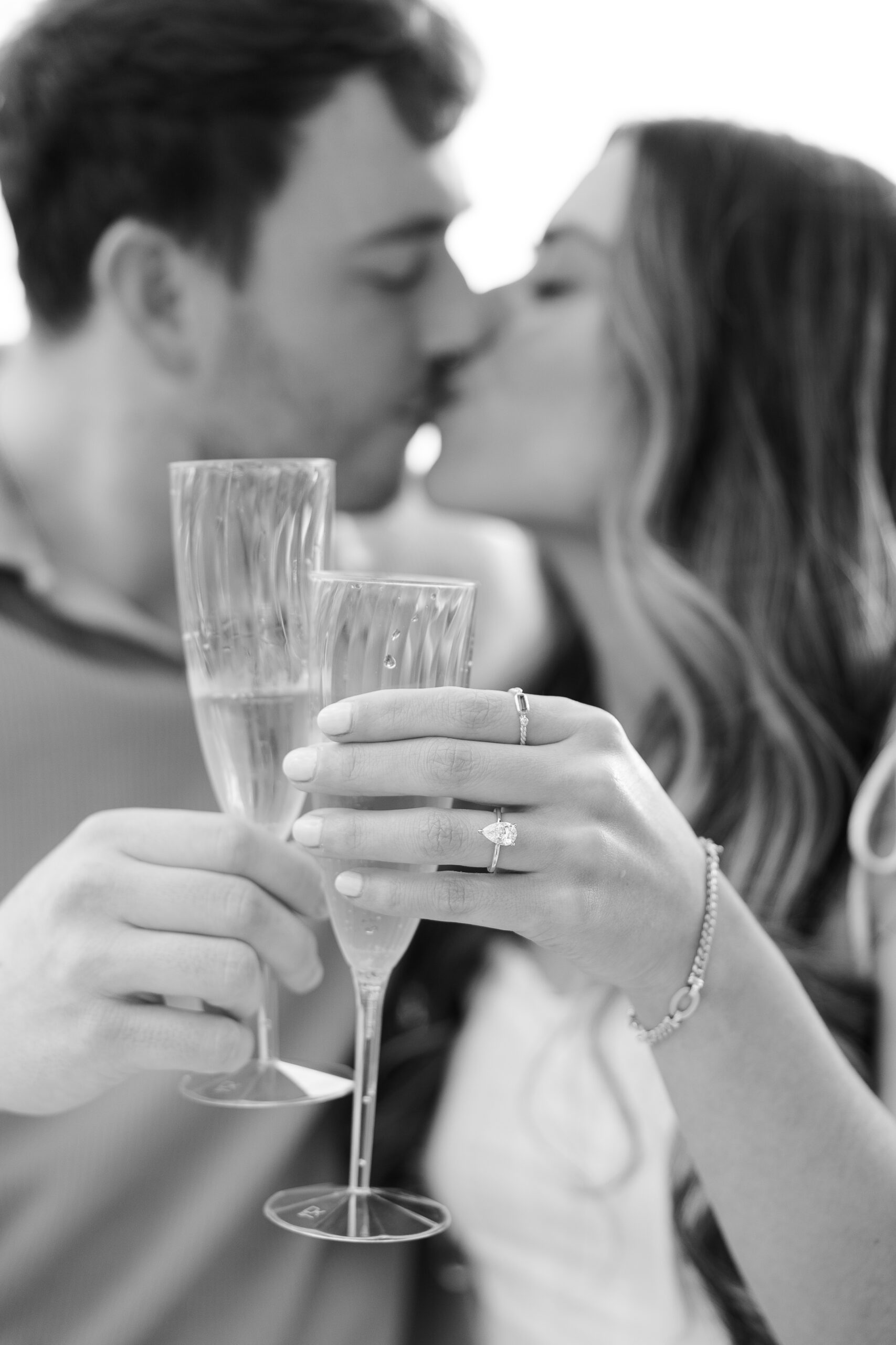 Champaign celebration for surprise proposal