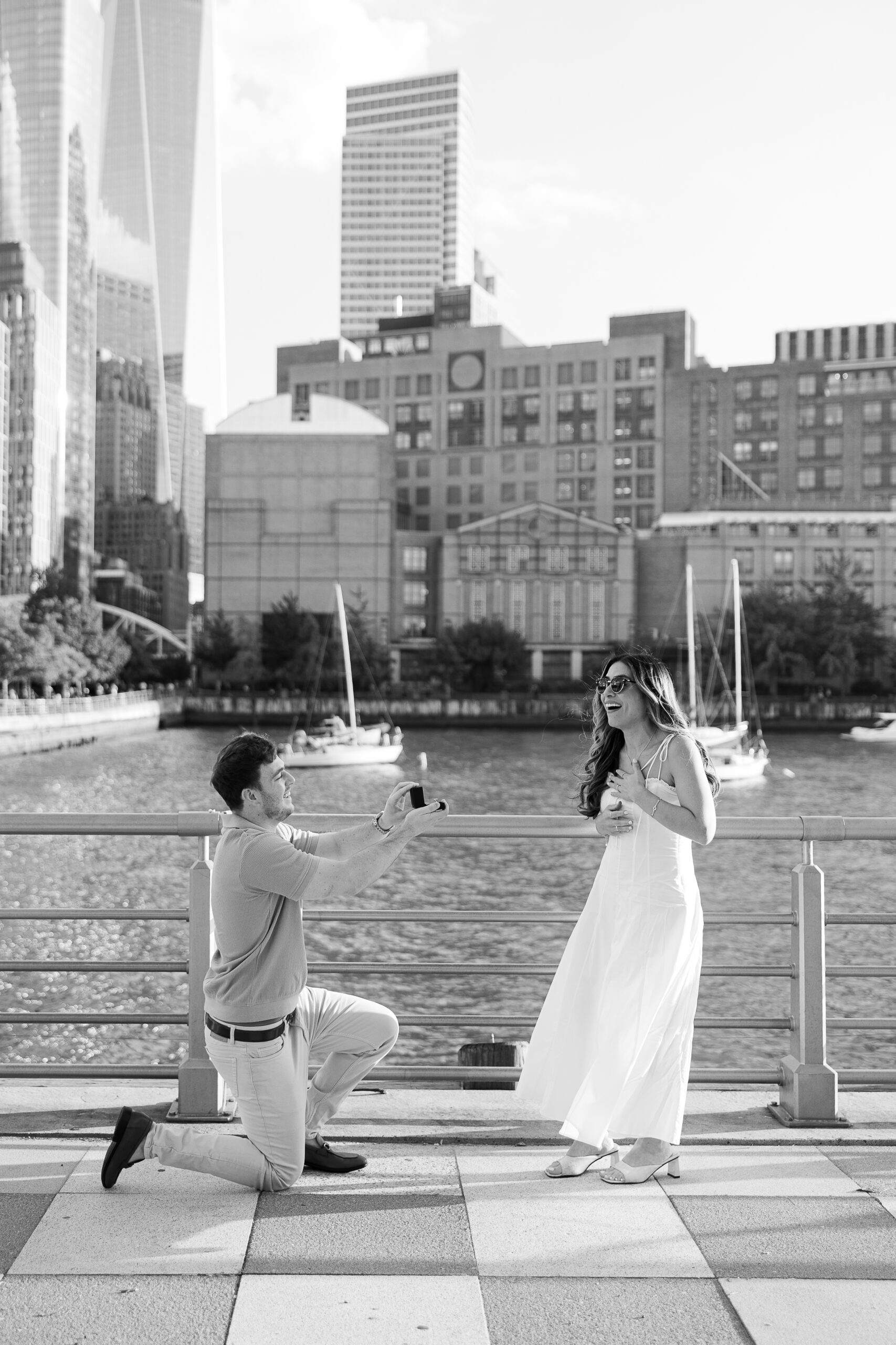 Surprise proposal in NYC at Pier 15