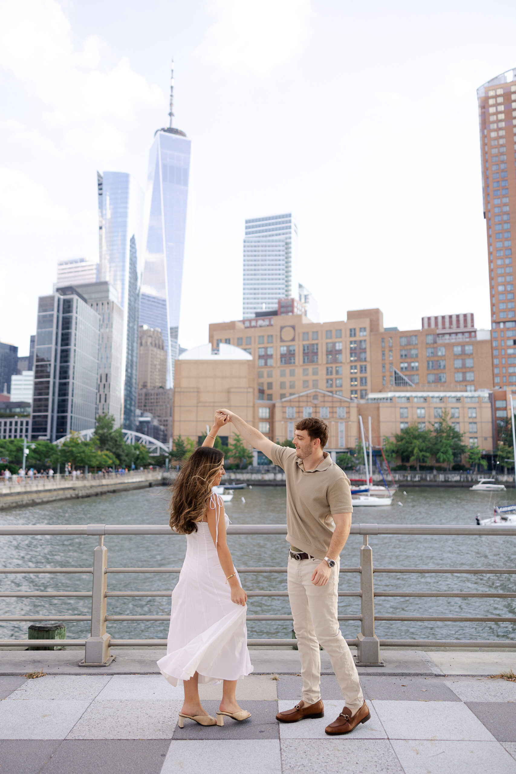 Romantic engagement session at Manhattan Pier