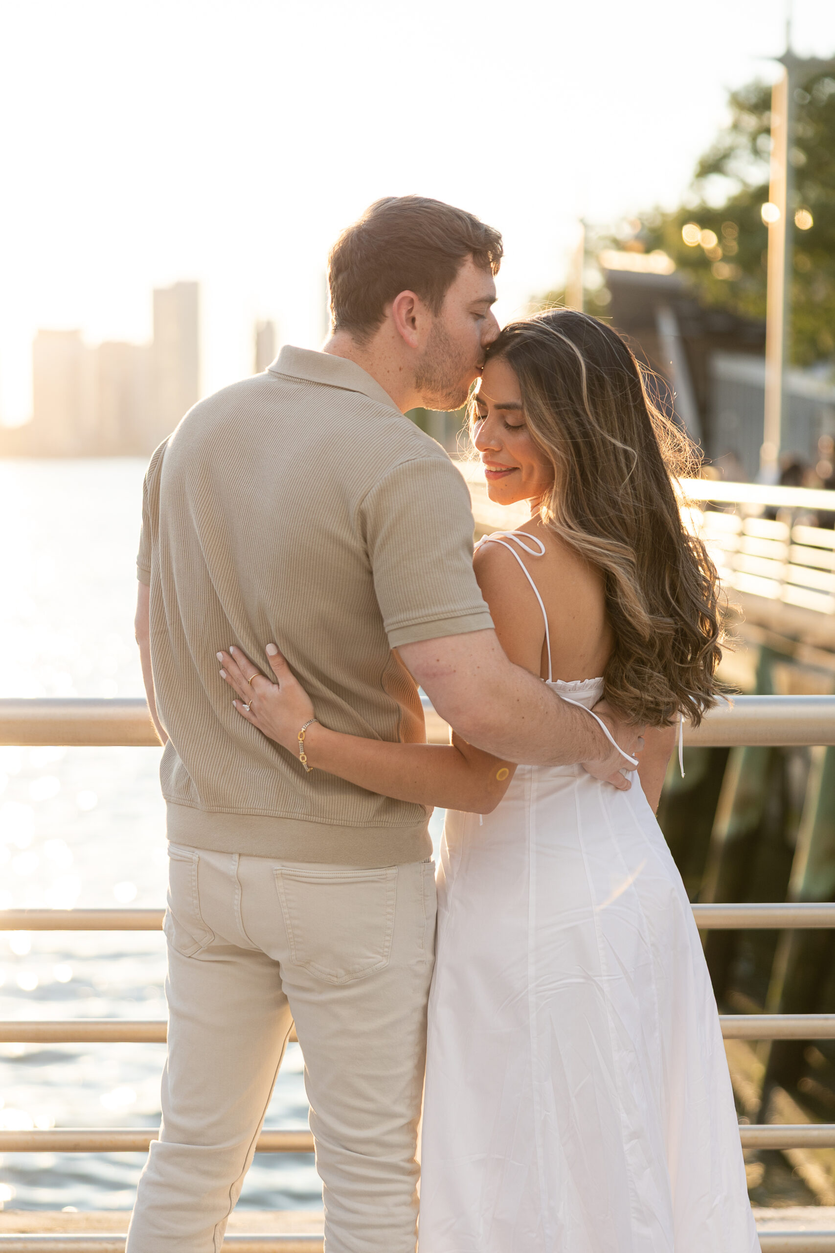 Romantic engagement session at Manhattan Pier