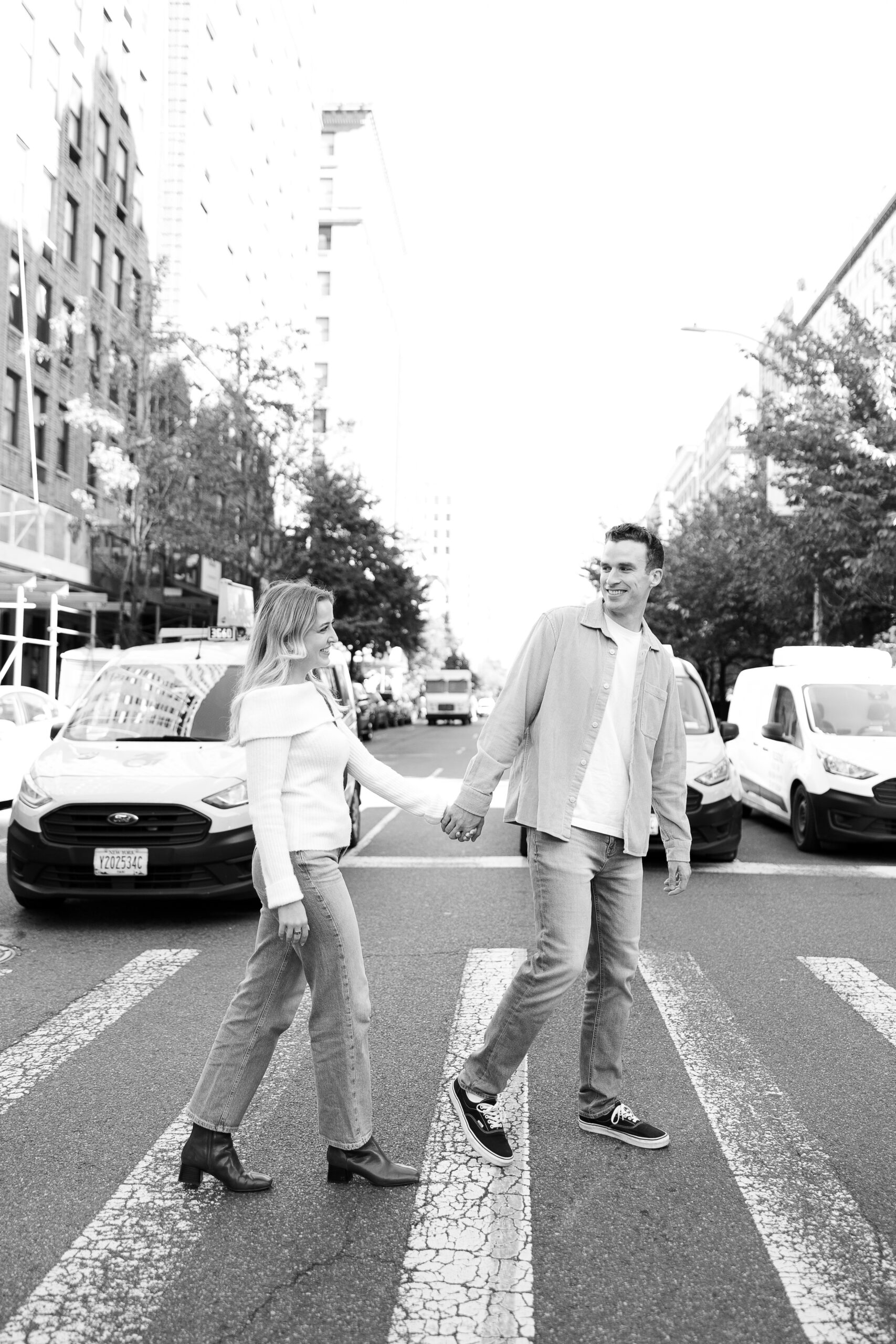 UES engagement couple portraits in NYC Streets