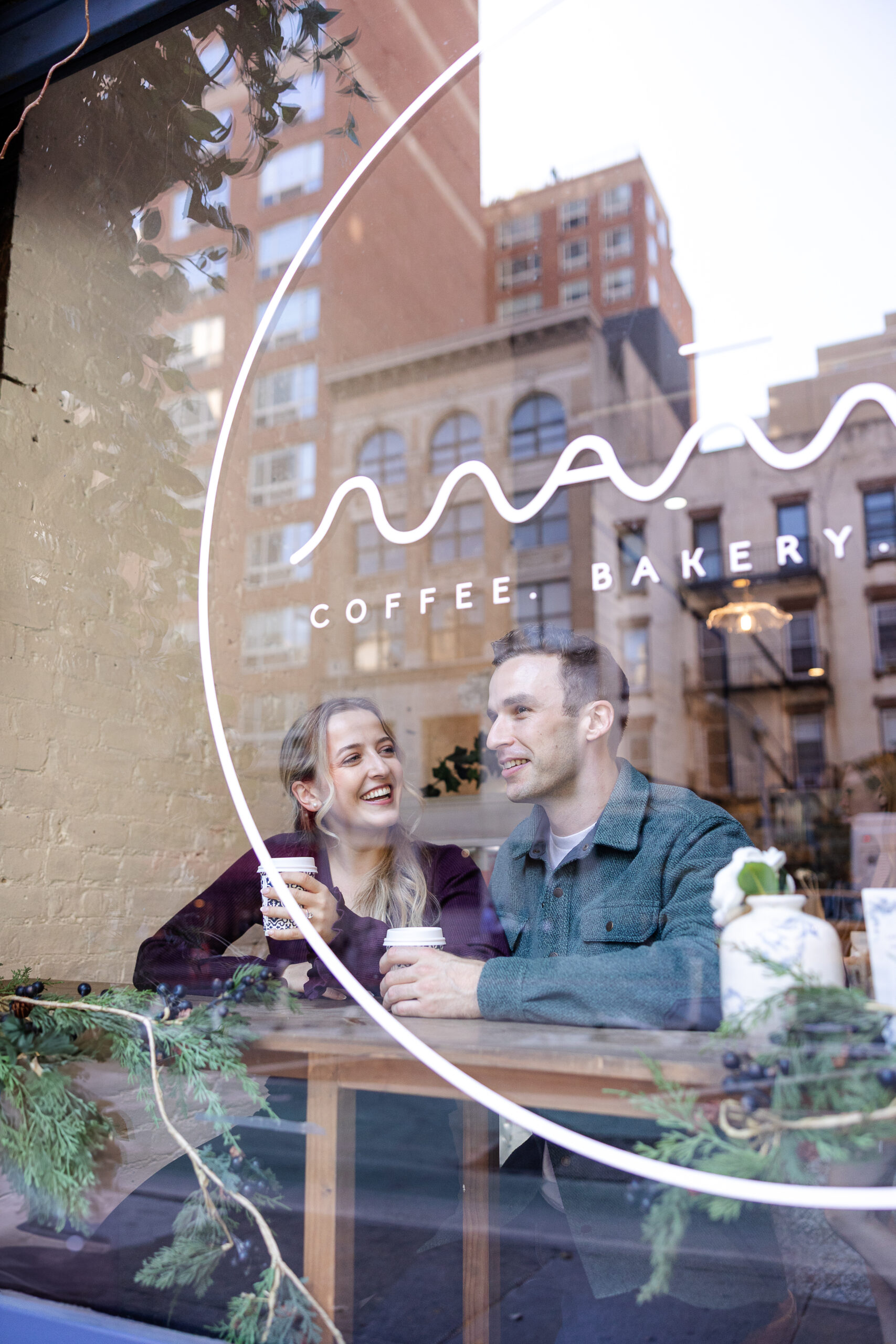 UES engagement couple portraits in Maman Cafe