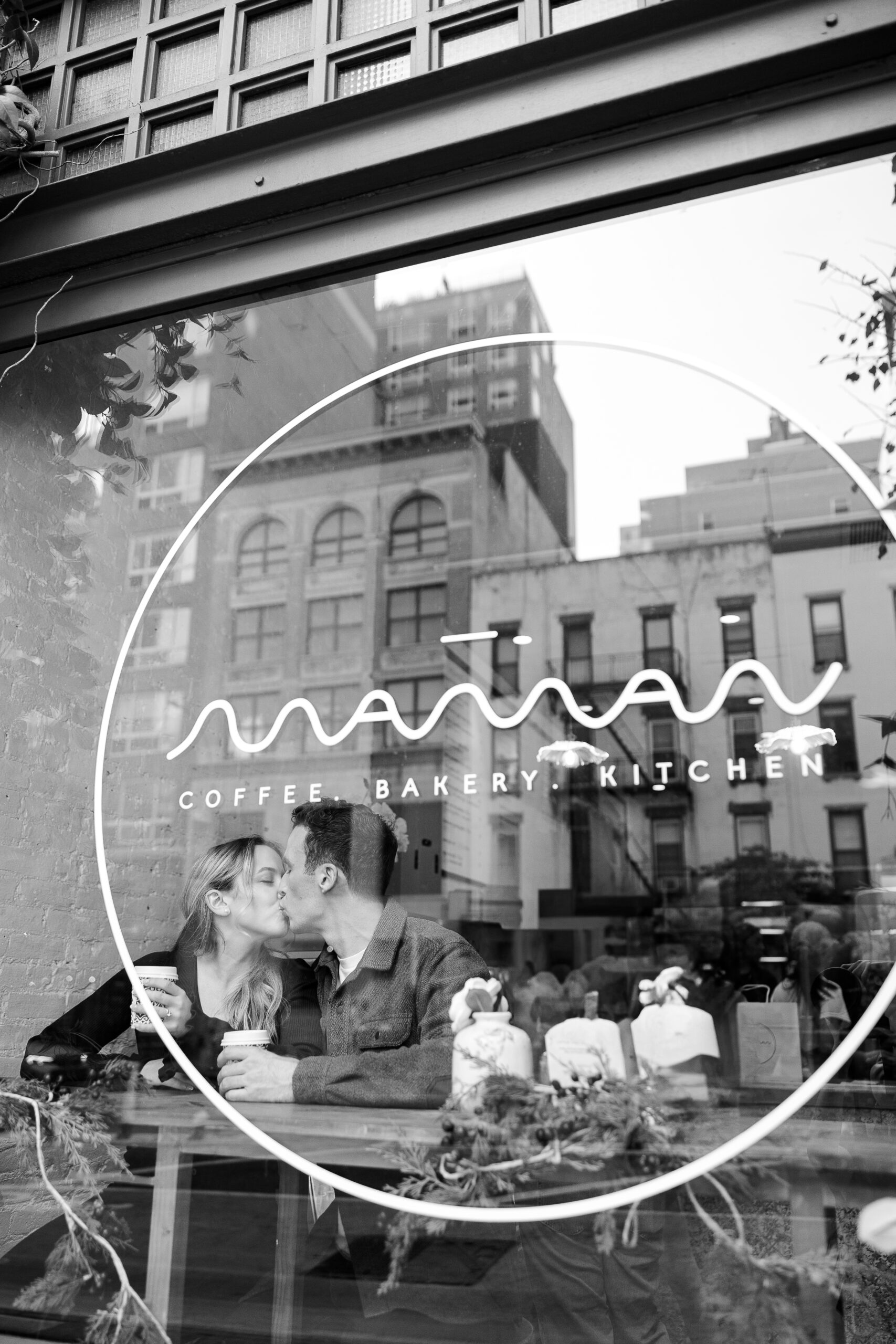 UES engagement couple portraits in Maman Cafe