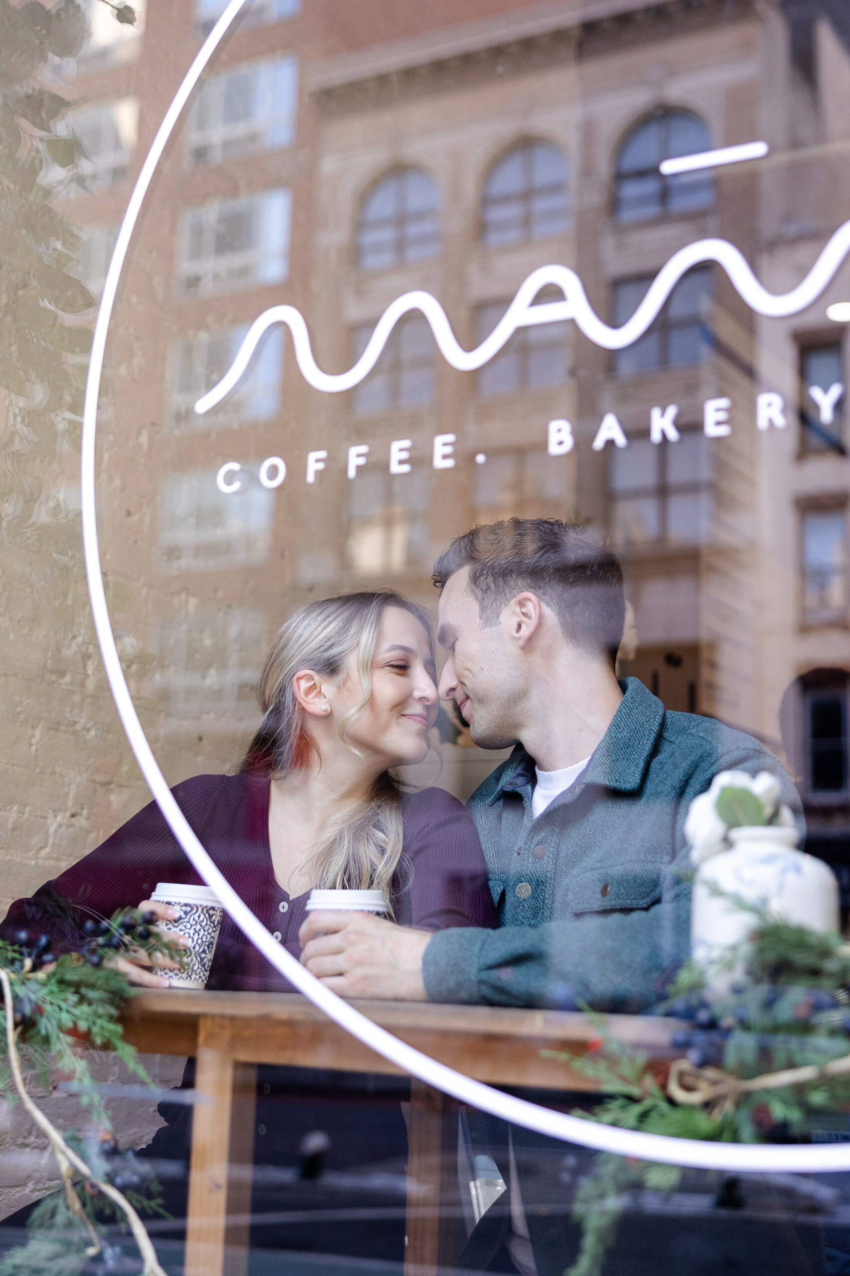 UES engagement couple portraits in Maman Cafe