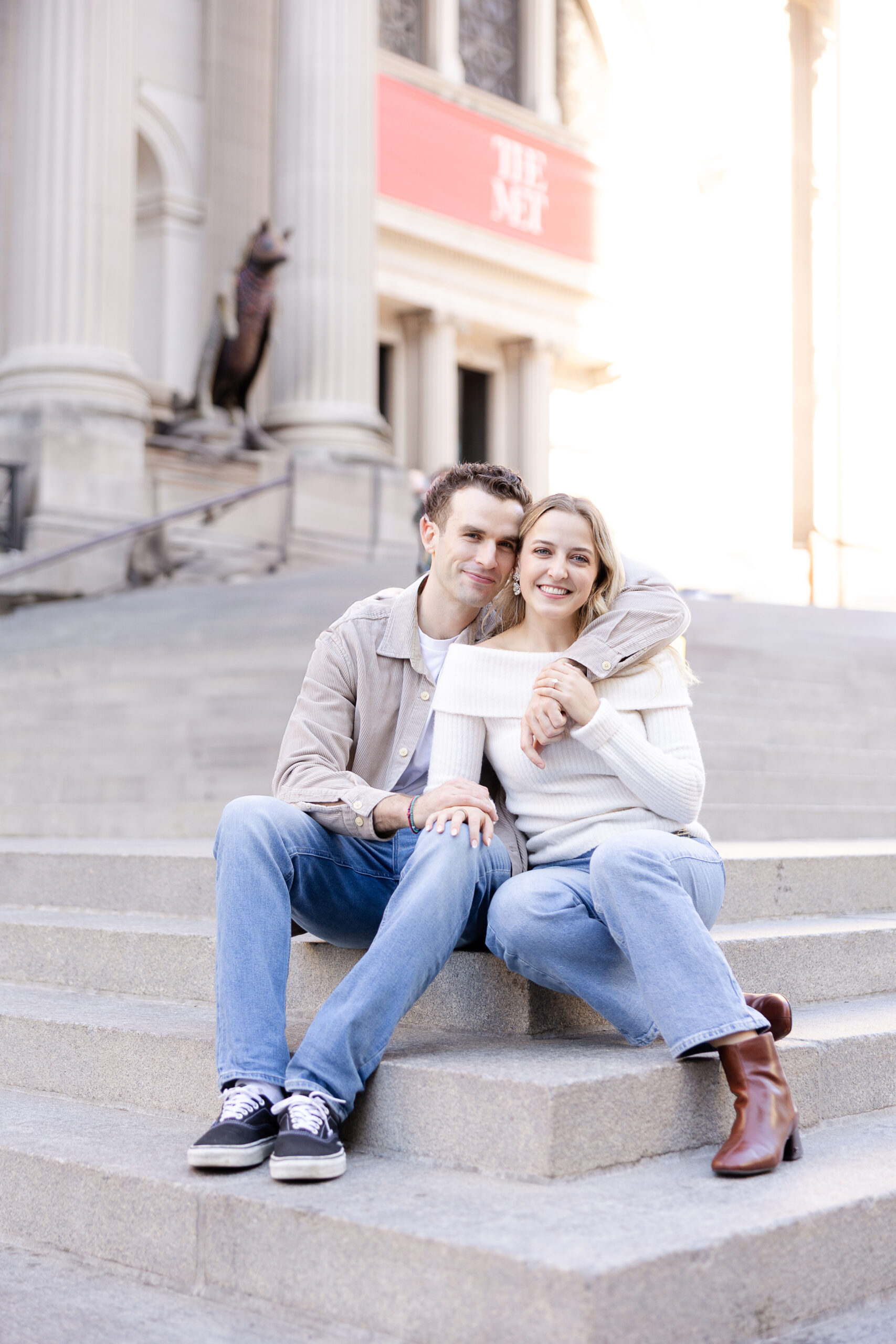 UES engagement couple portraits at the Metropolitan Museum