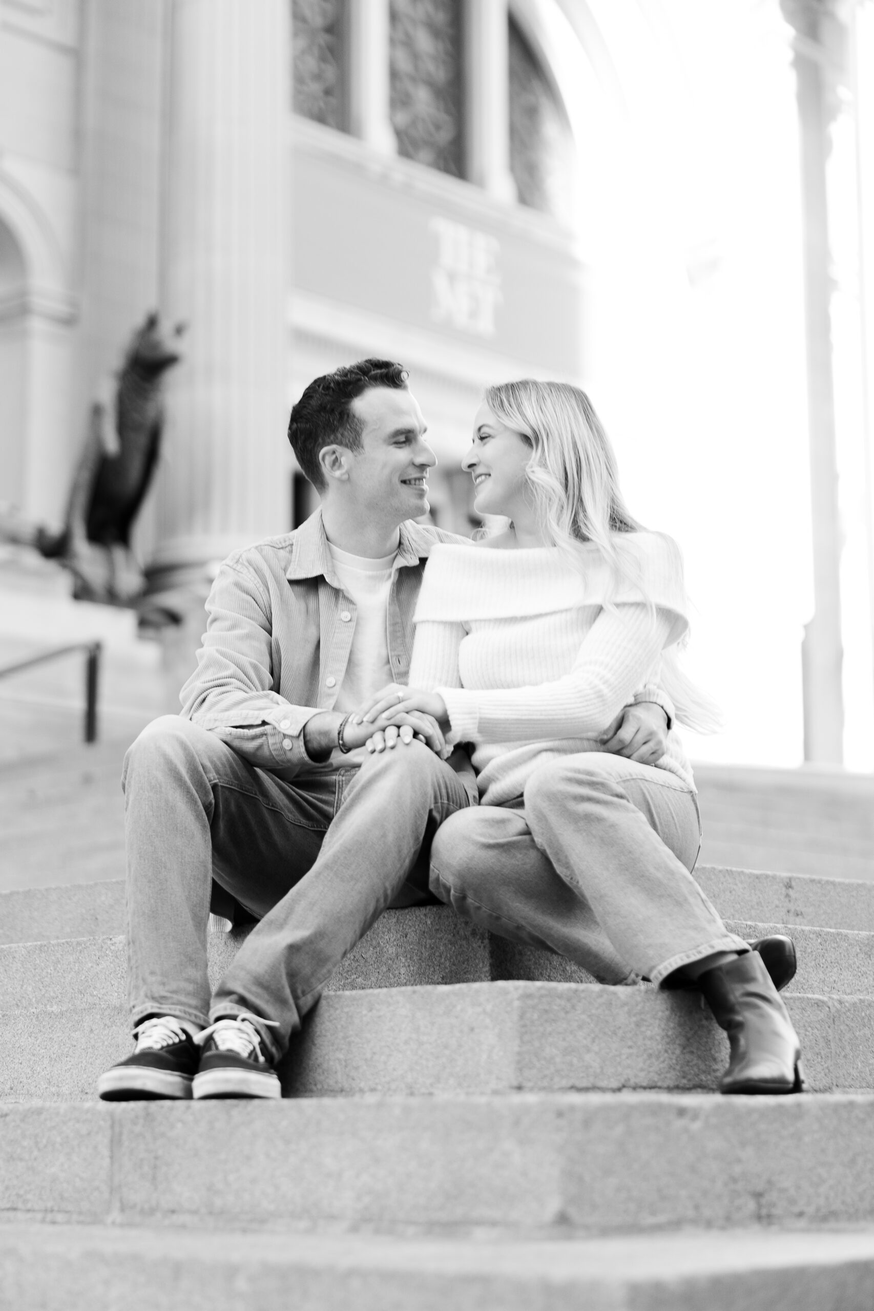 UES engagement couple portraits at the Metropolitan Museum