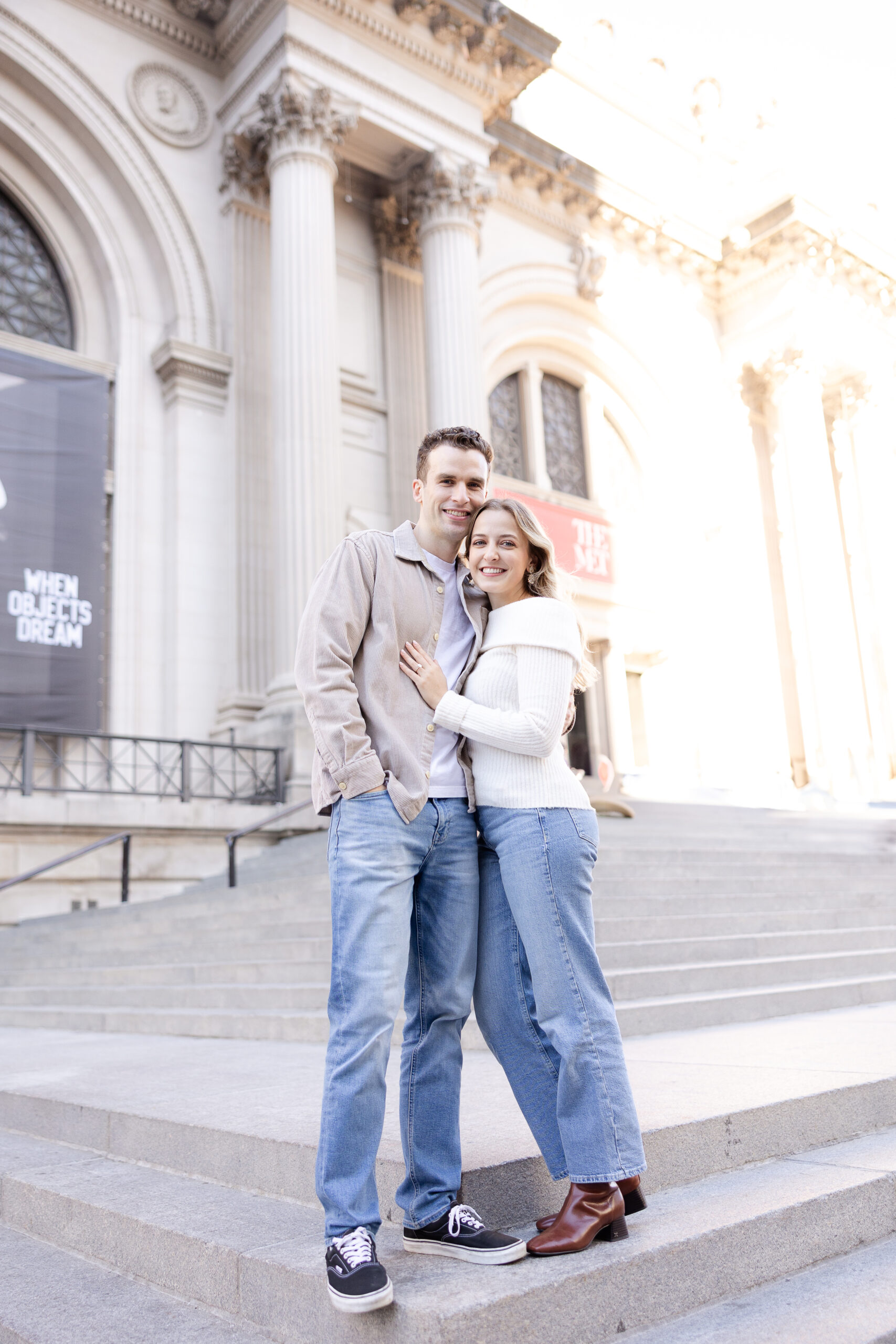 UES engagement couple portraits at the Metropolitan Museum