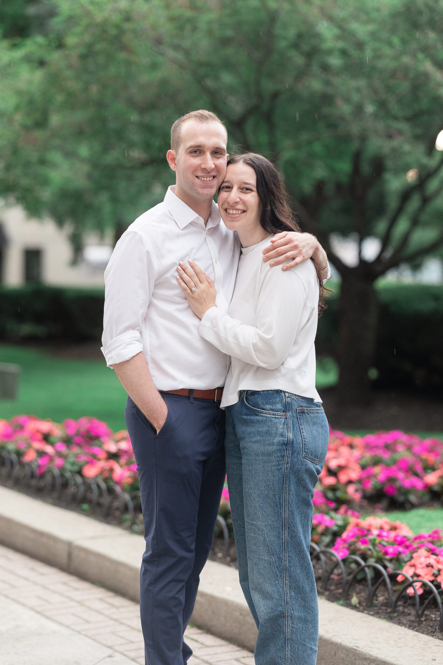 Greenery engagement portraits in Hoboken