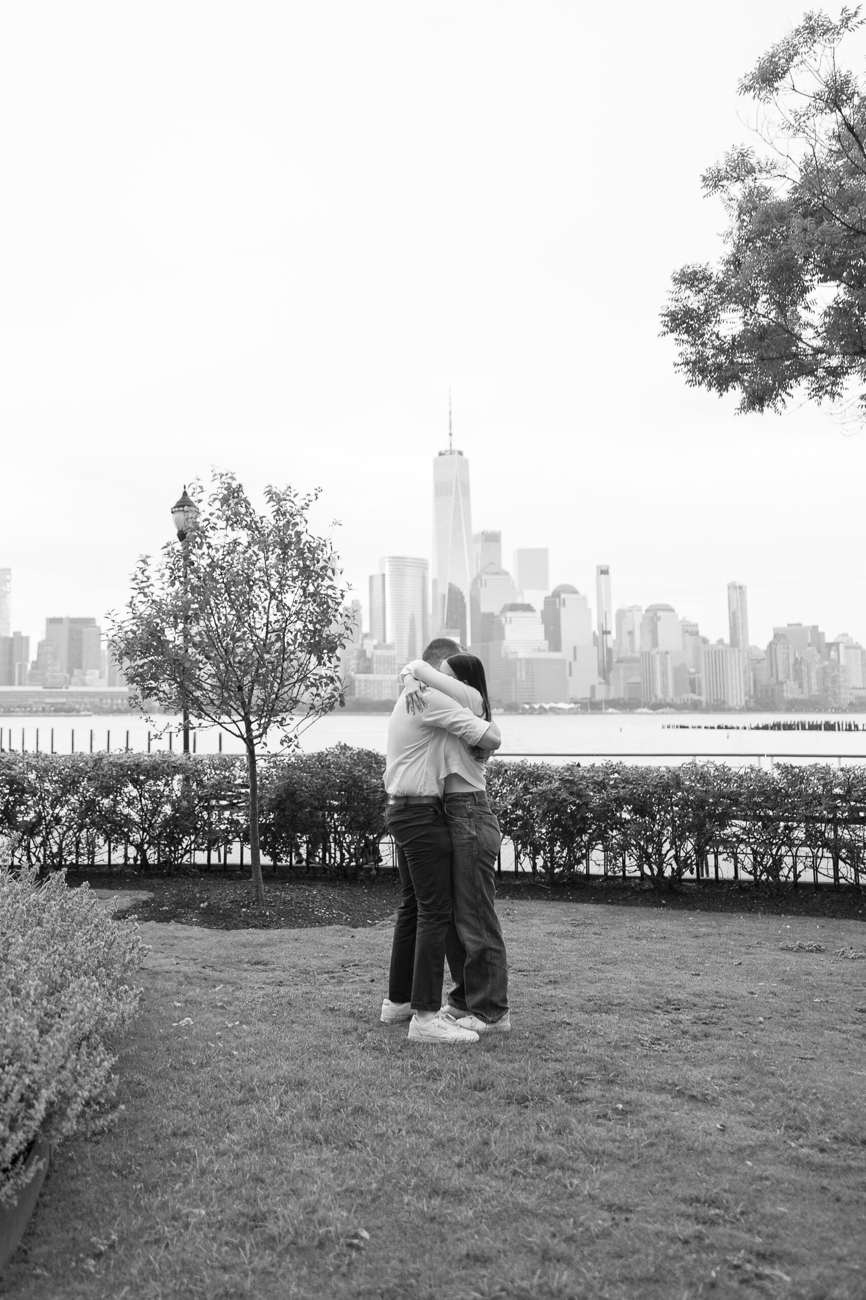 Jersey City NJ surprise proposal at sunset