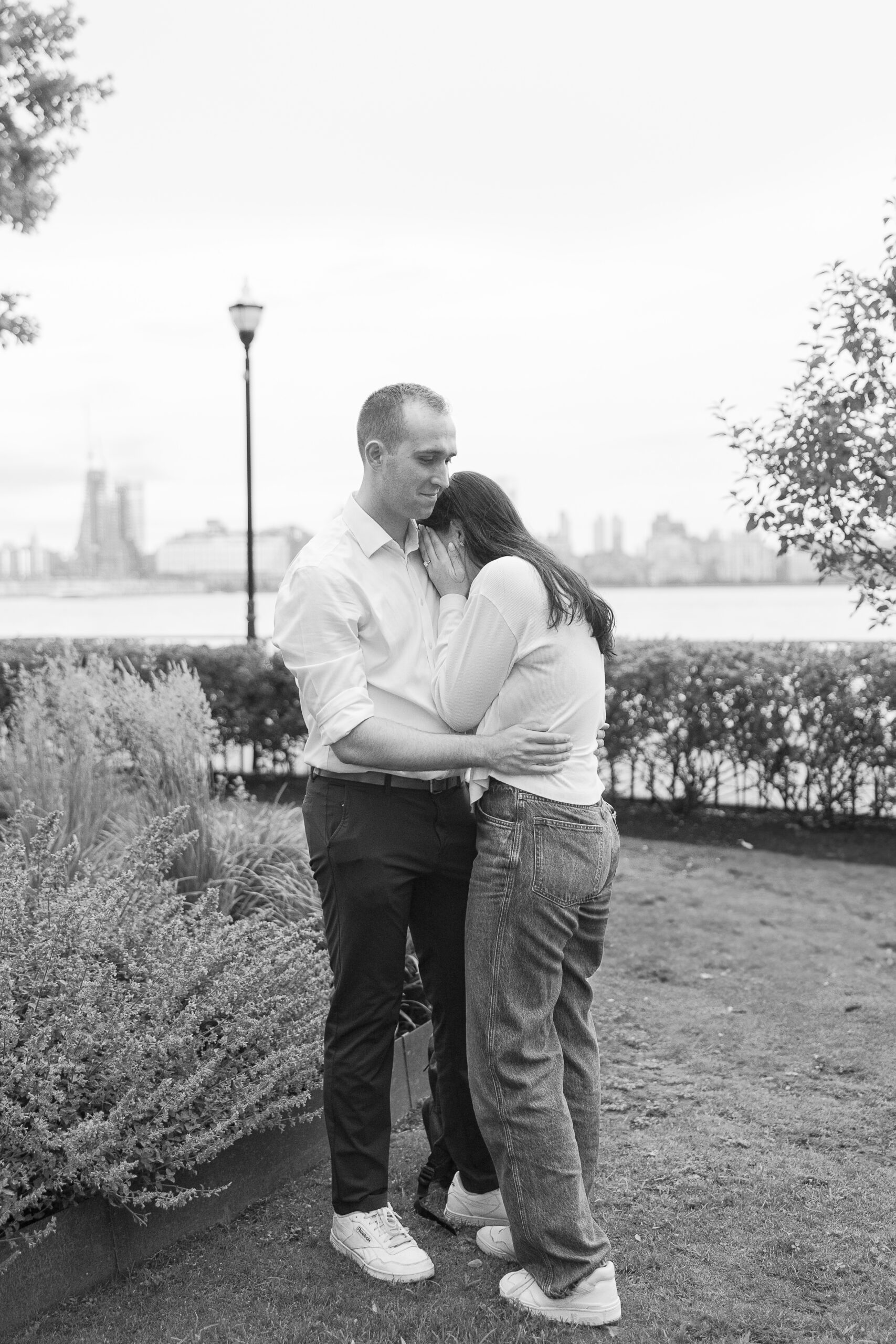 Genuine couple reaction on engagement ring