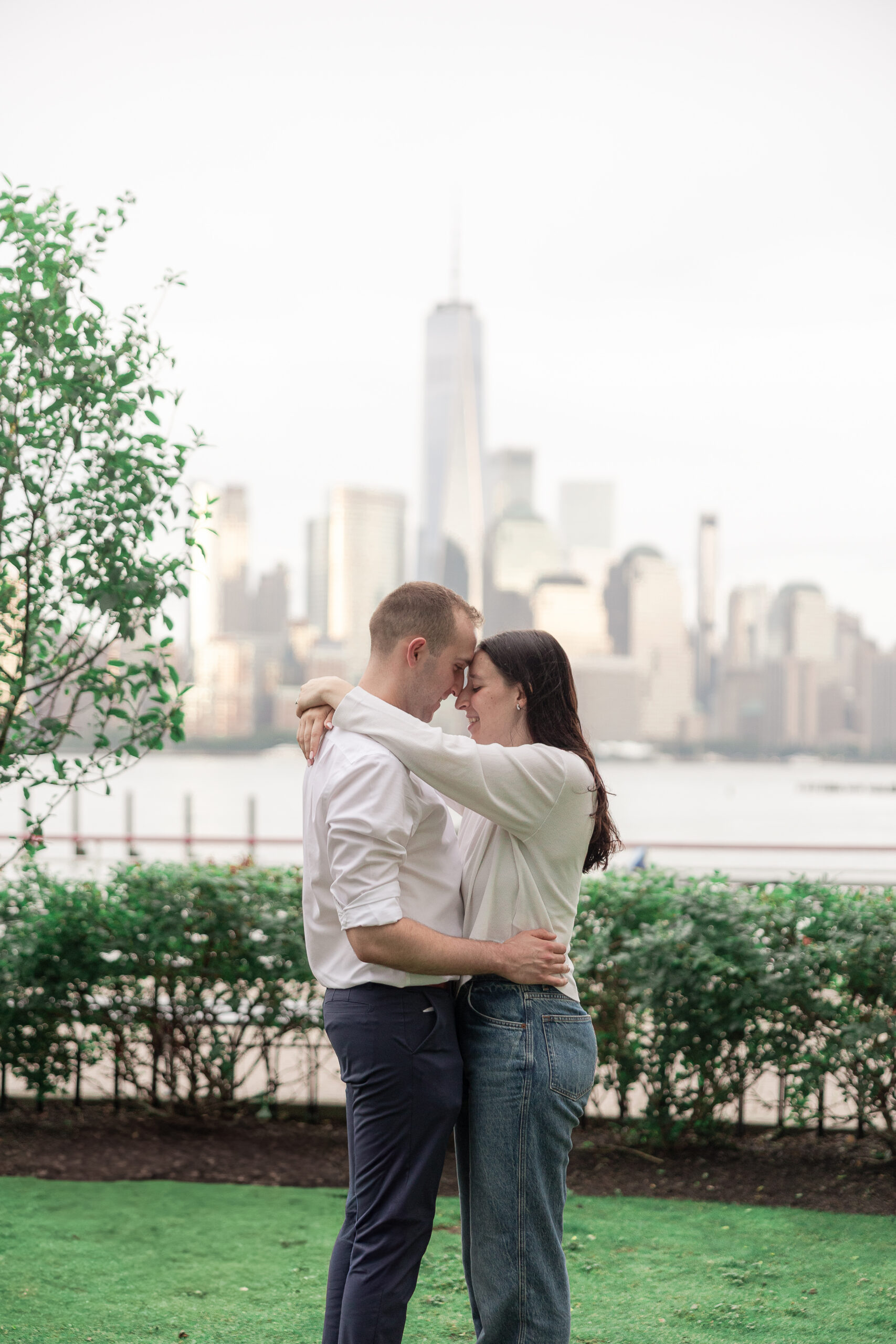 Jersey City NJ surprise proposal at sunset