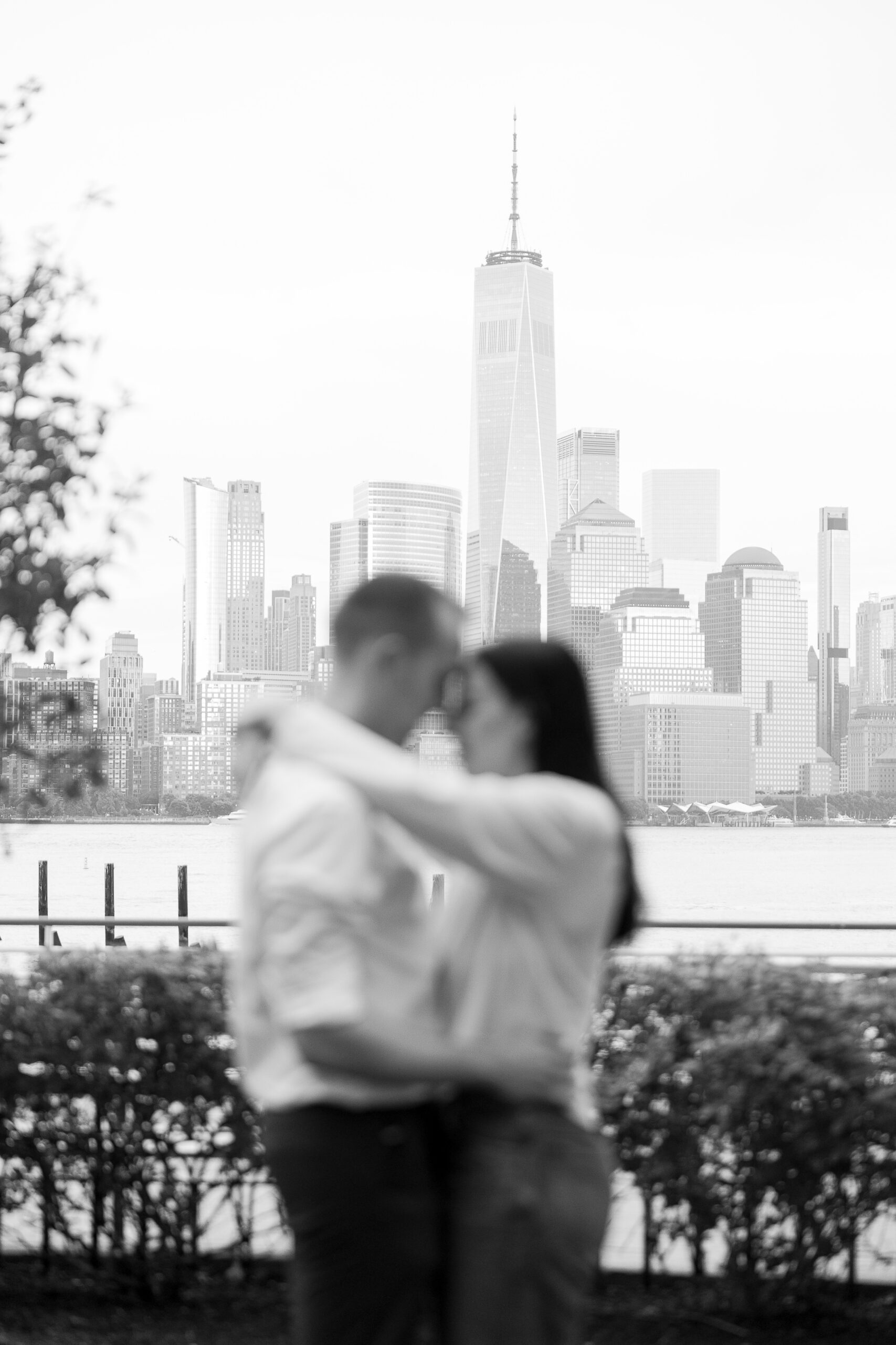 Jersey City NJ surprise proposal at sunset