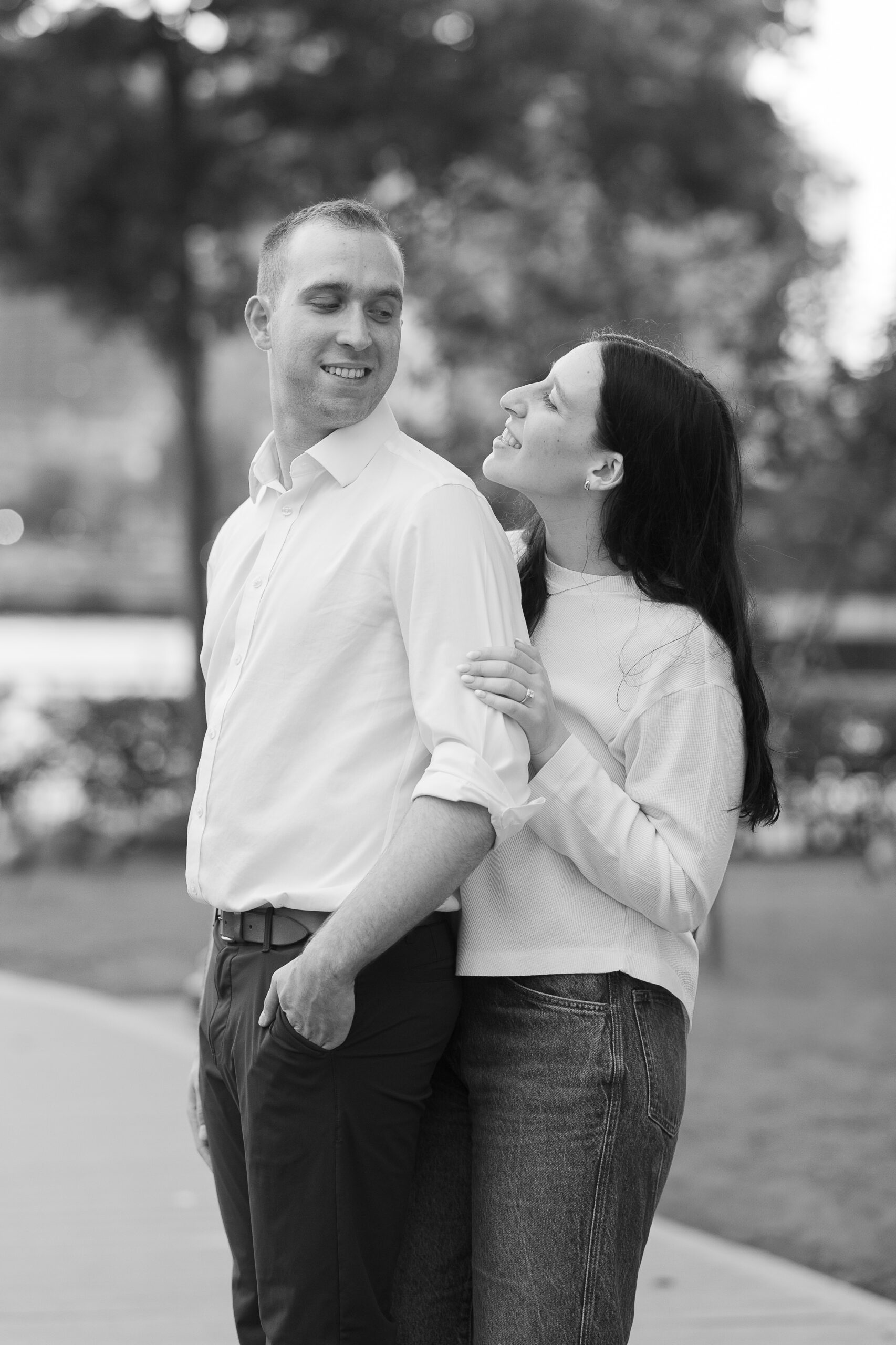 Jersey City engagement portraits with couple