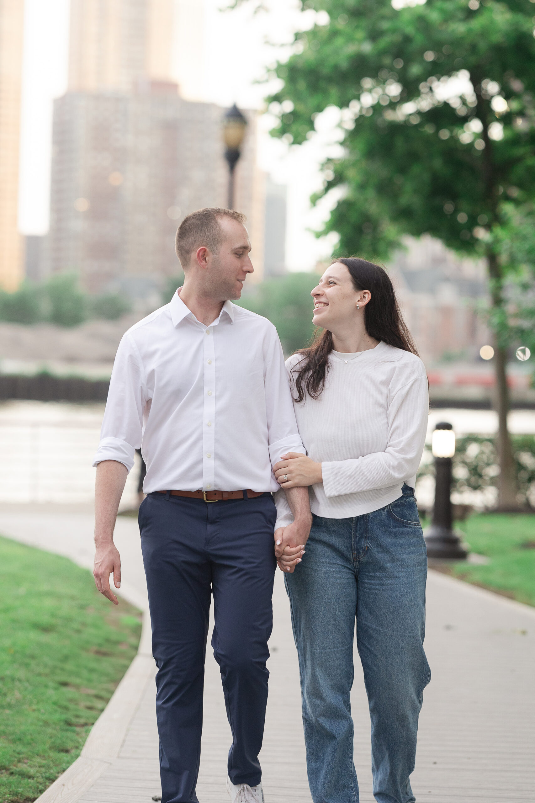Jersey City engagement portraits with couple