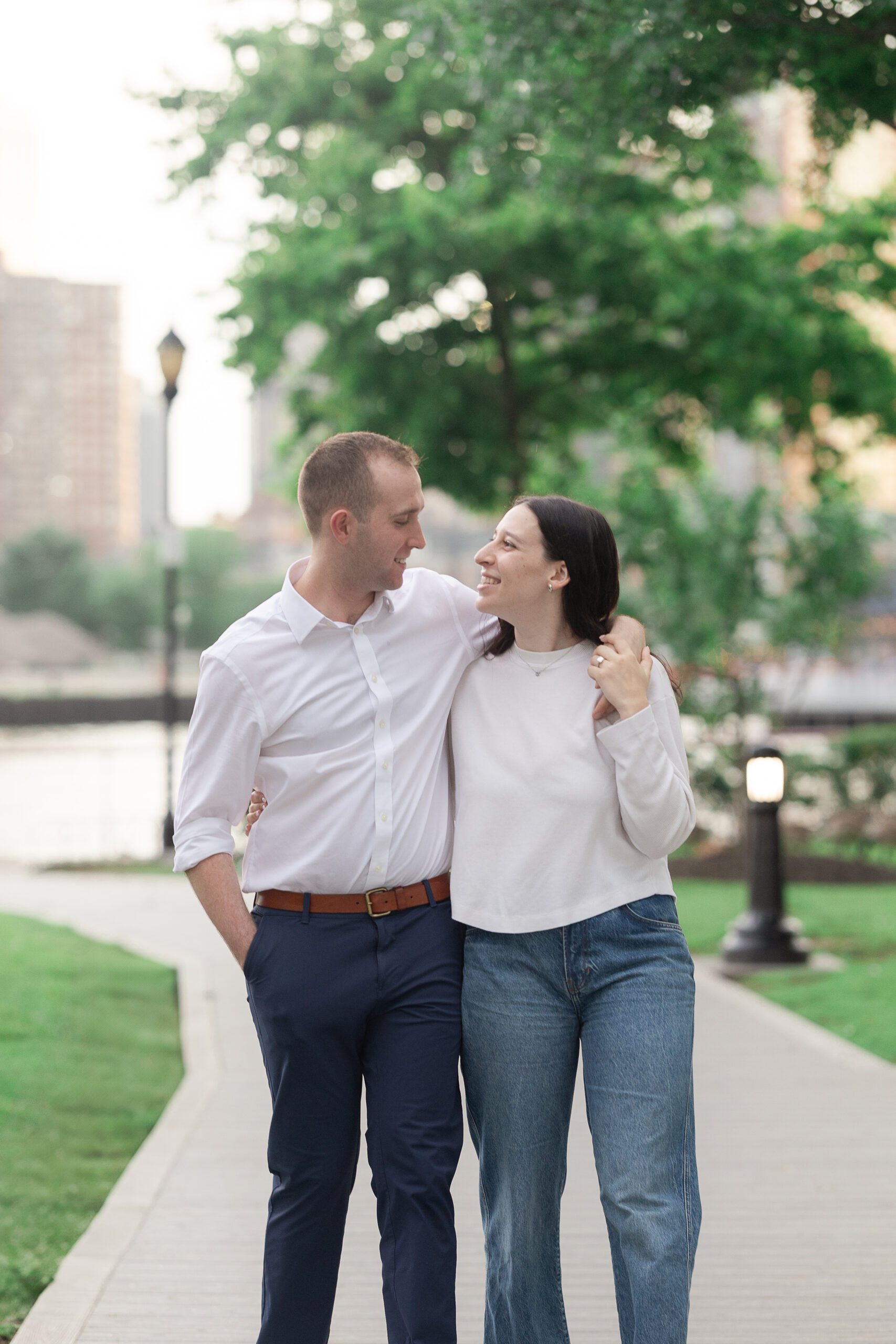 Jersey City engagement portraits with couple