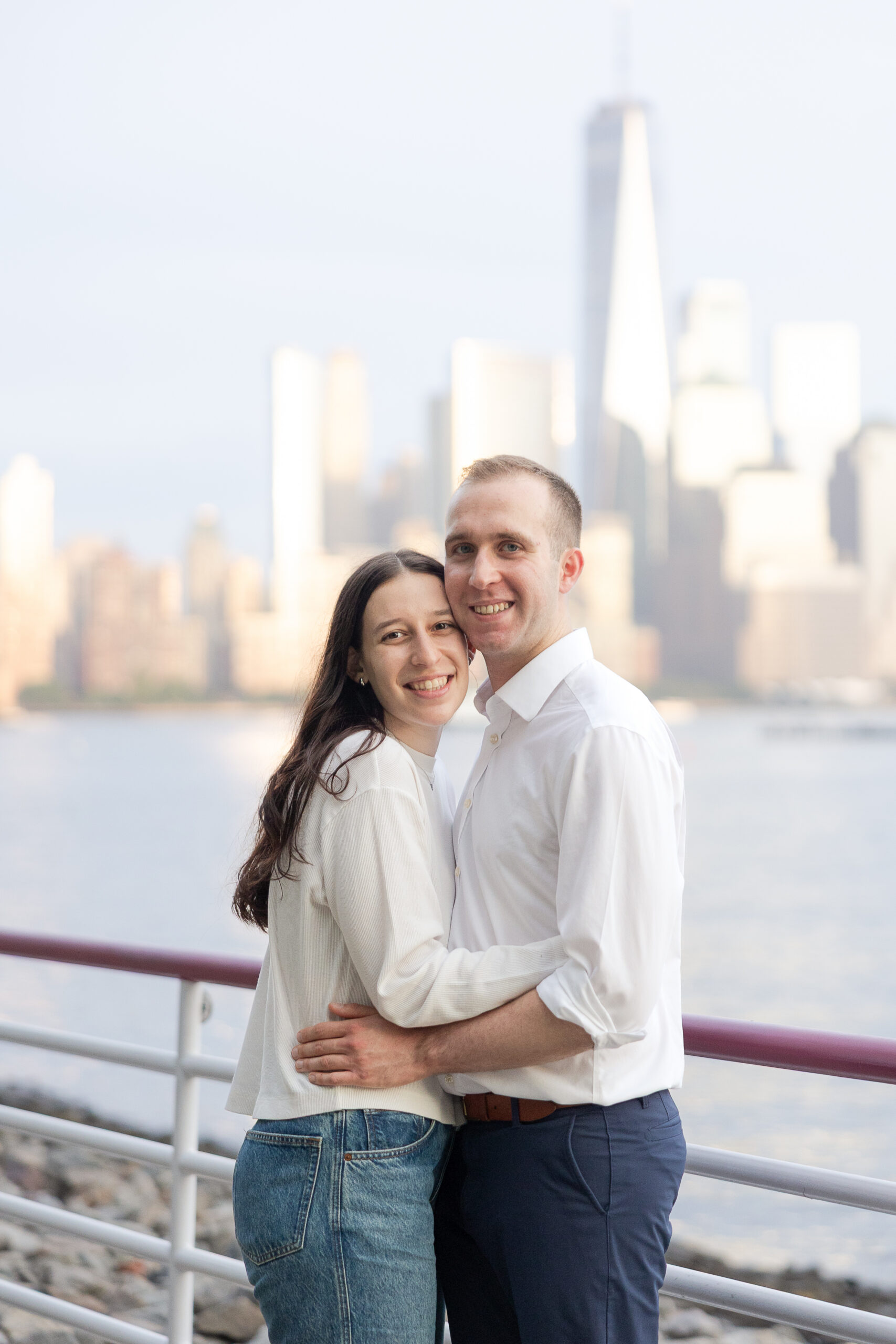 Jersey City engagement portraits with couple