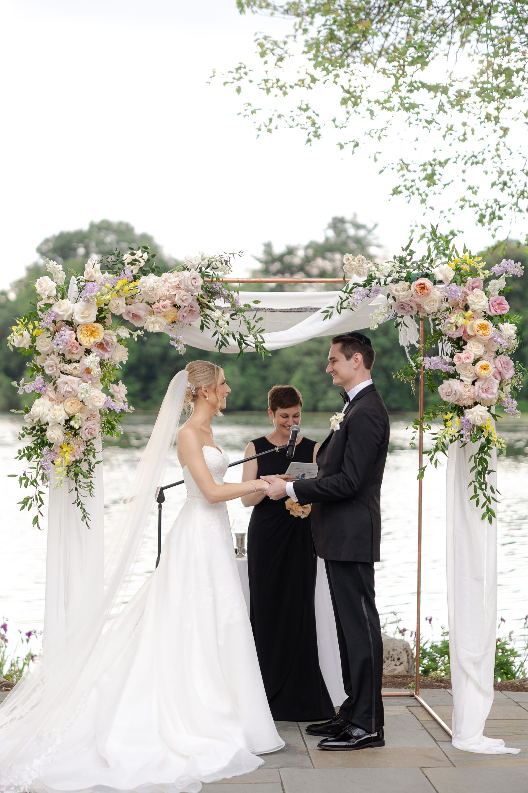 Bride and Groom at Franklin Lake wedding ceremony