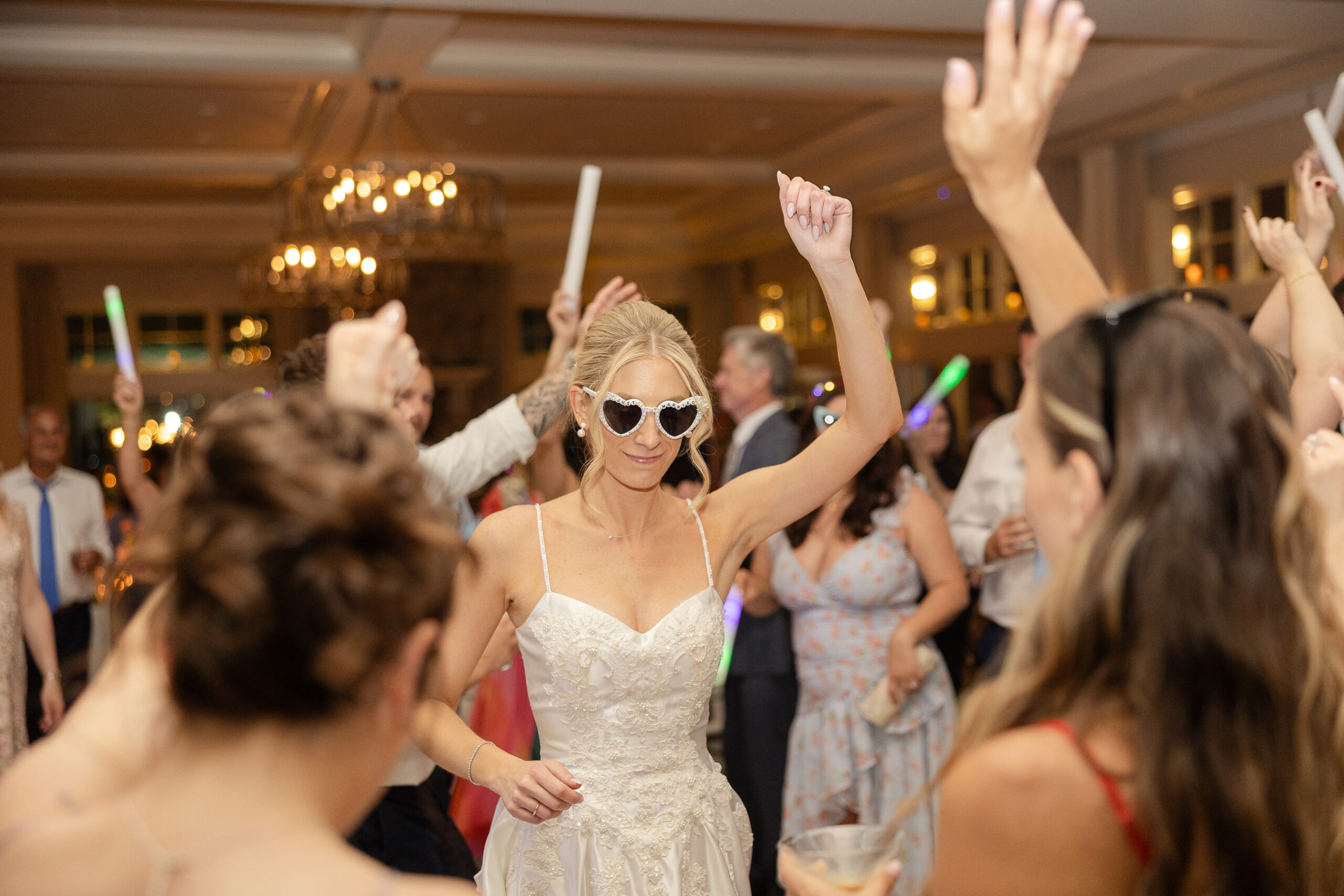 Bride and Groom DJing at wedding reception