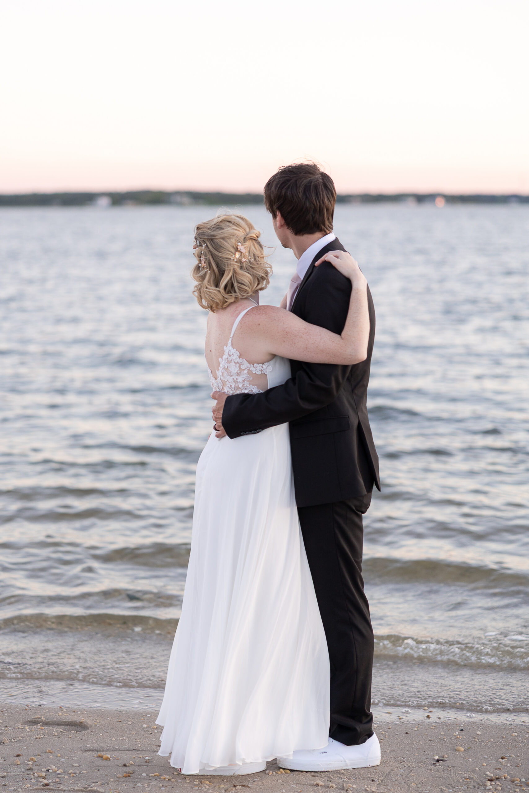 Sunset wedding portraits at Long Island Beach