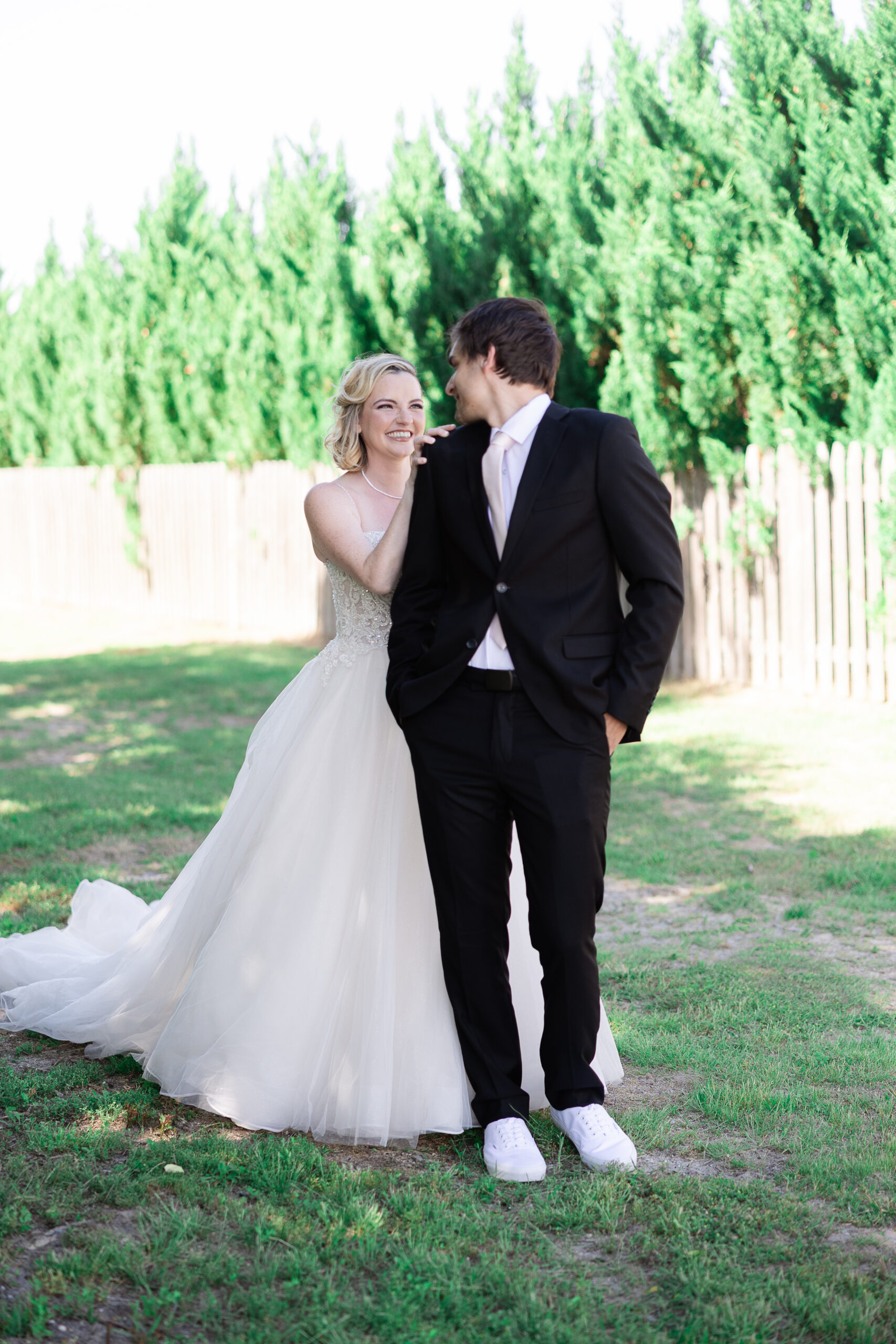 First look moment at intimate wedding