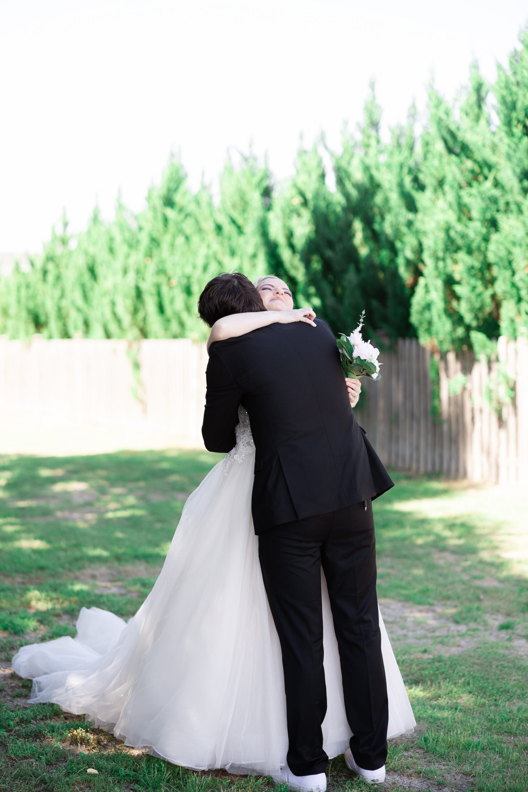 First look moment at intimate wedding
