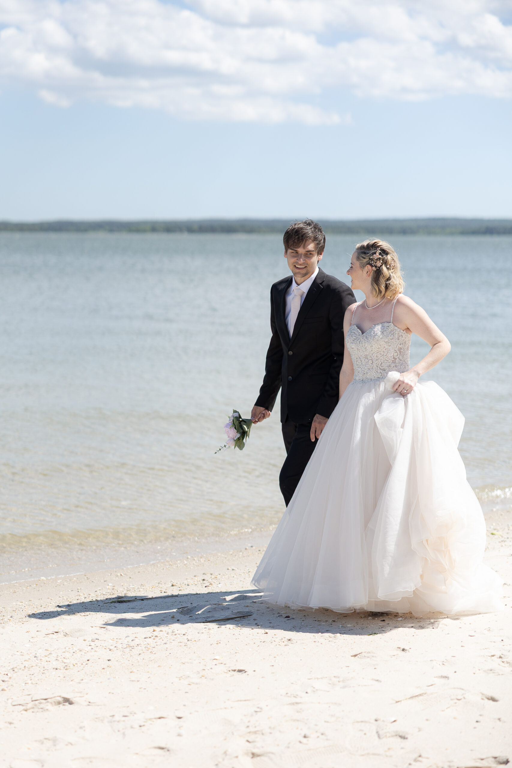 Bride and groom in Long Island Beach Wedding