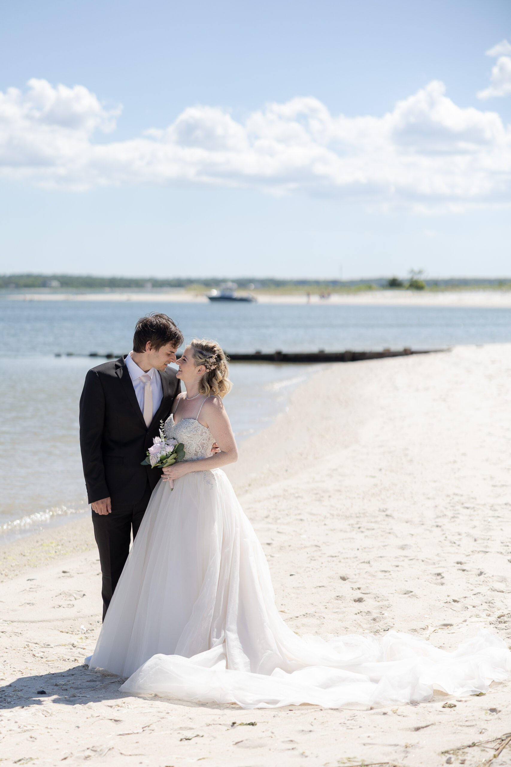 Bride and groom in Long Island Beach Wedding