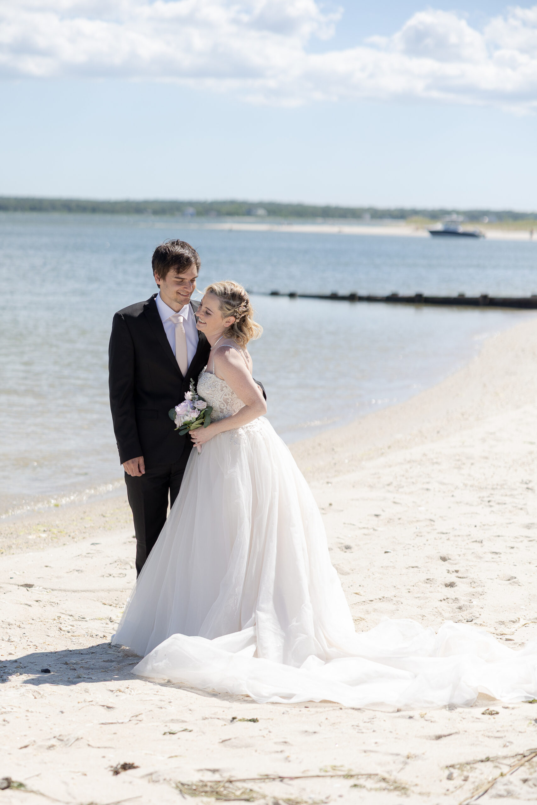 Bride and groom in Long Island Beach Wedding