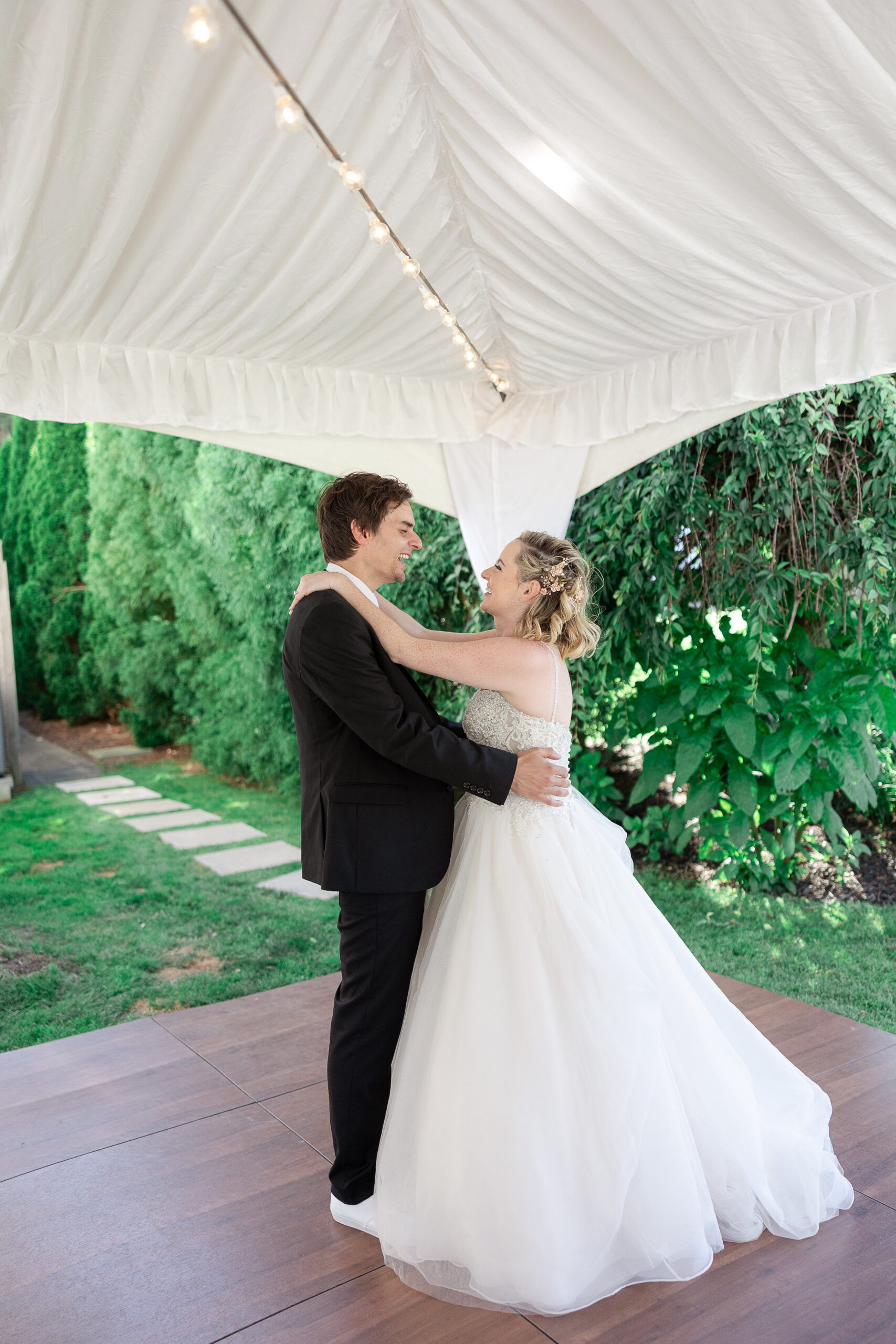 First dance in backyard wedding