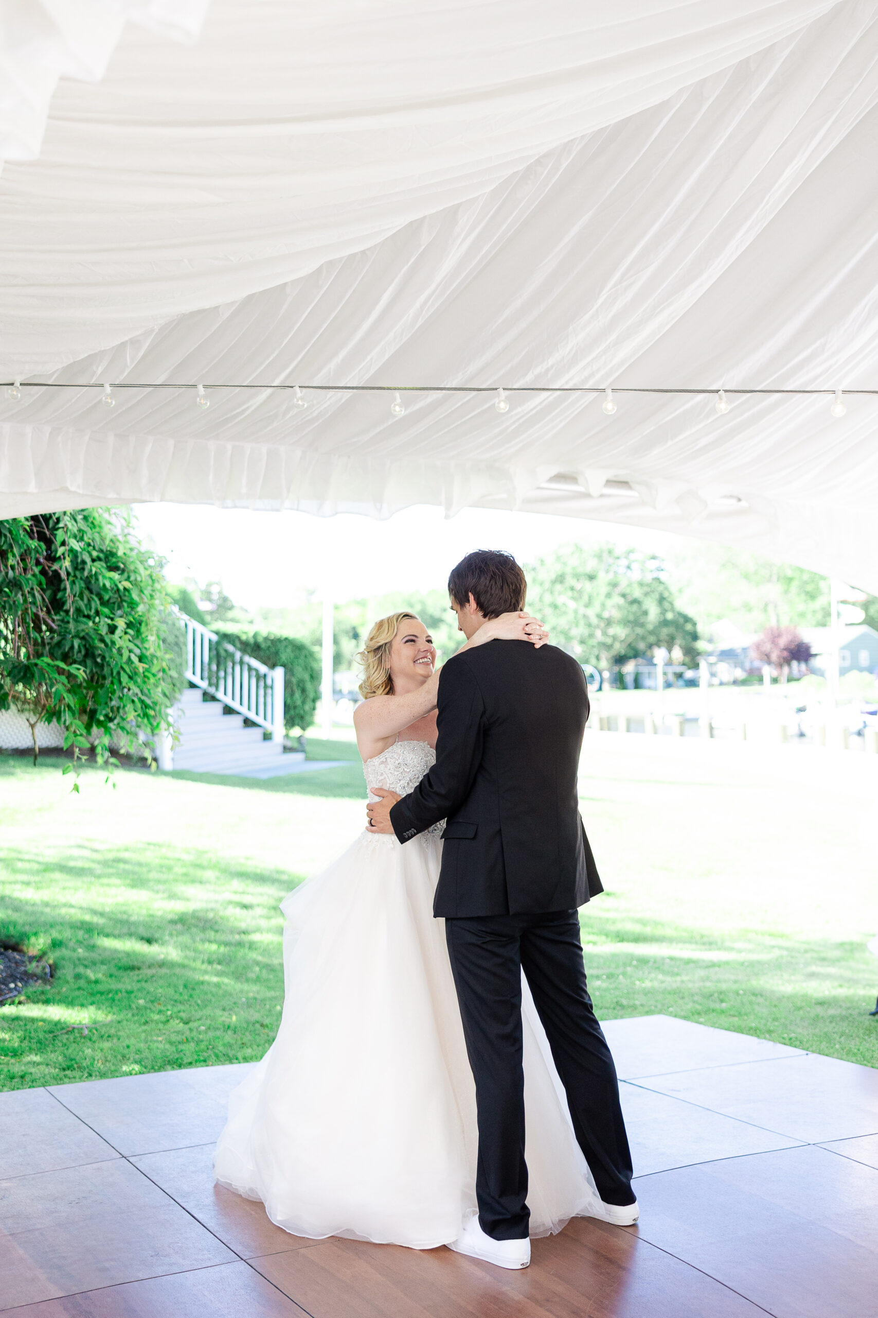 First dance in backyard wedding