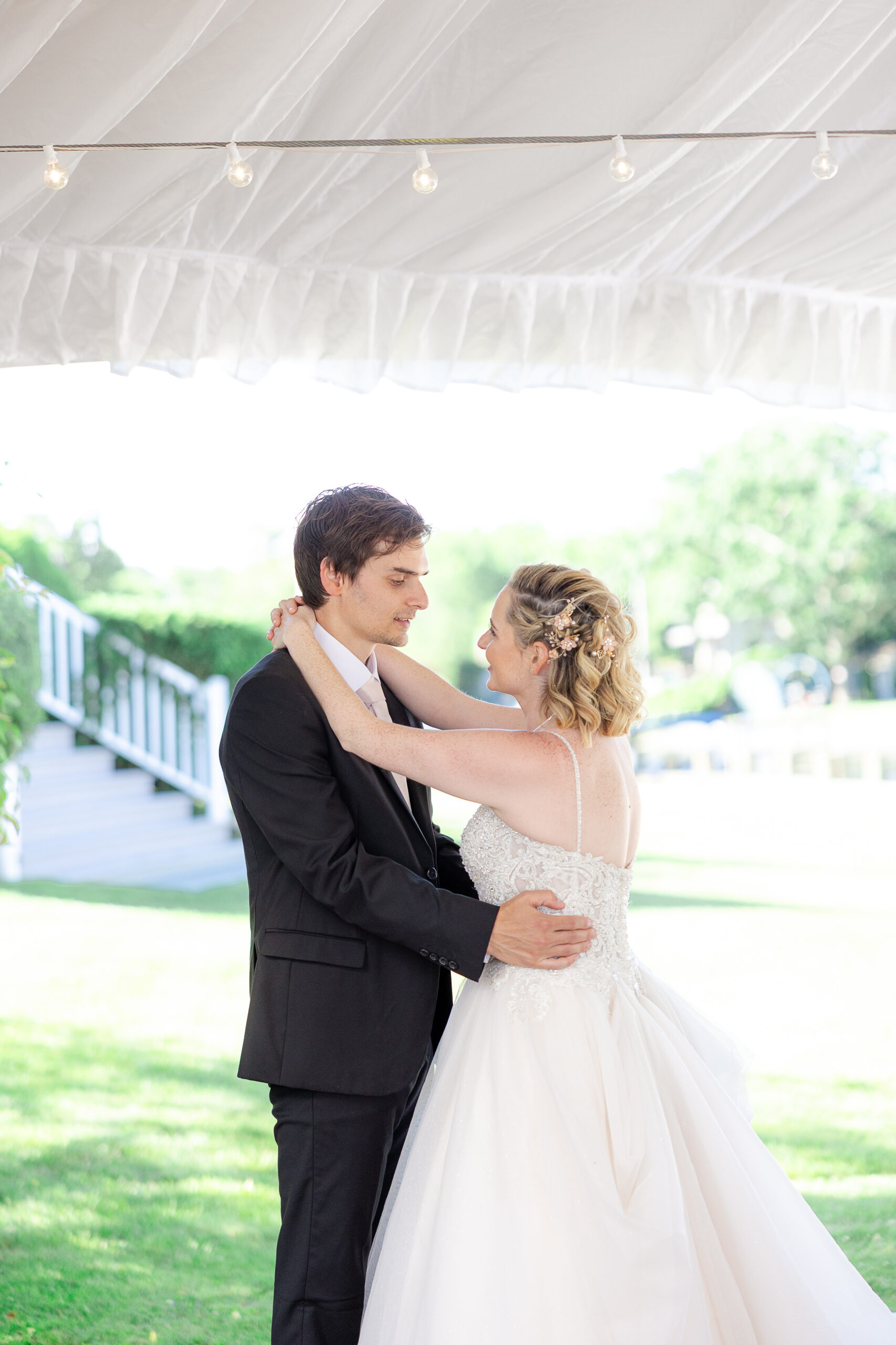 First dance in backyard wedding