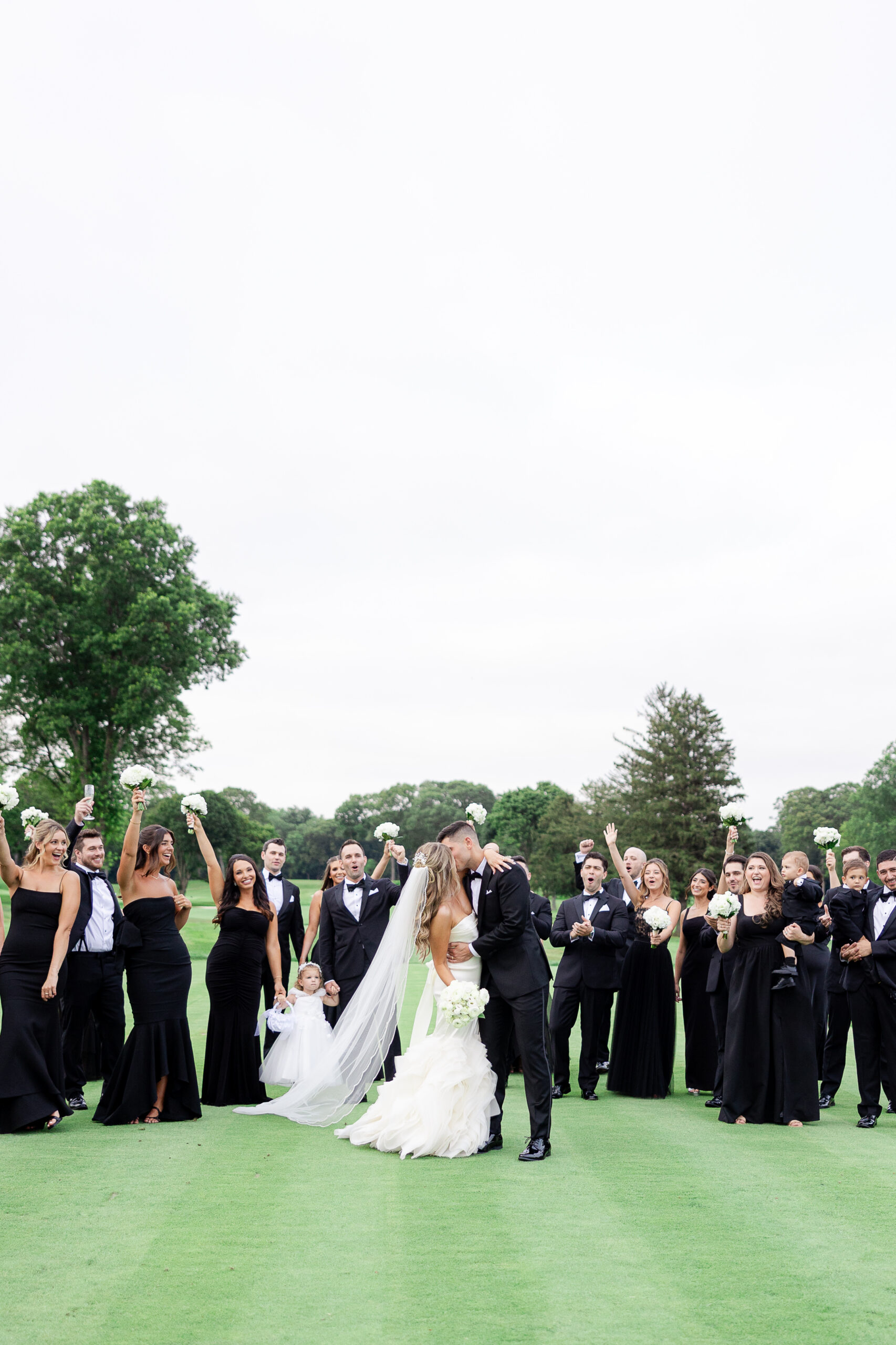 Brookville Country Club bride and groom wedding party