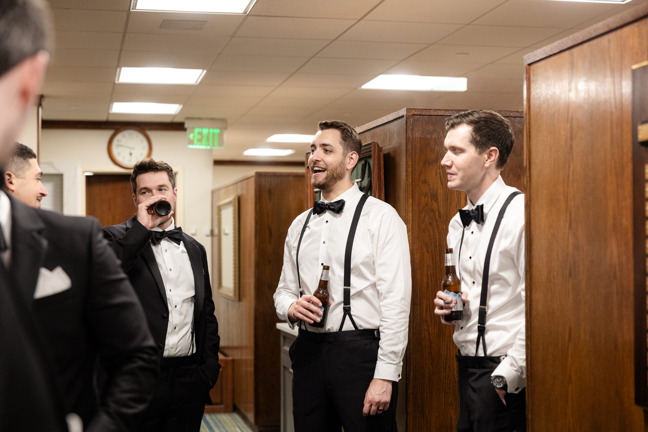 Groom and groomsmen at Country Club locker room