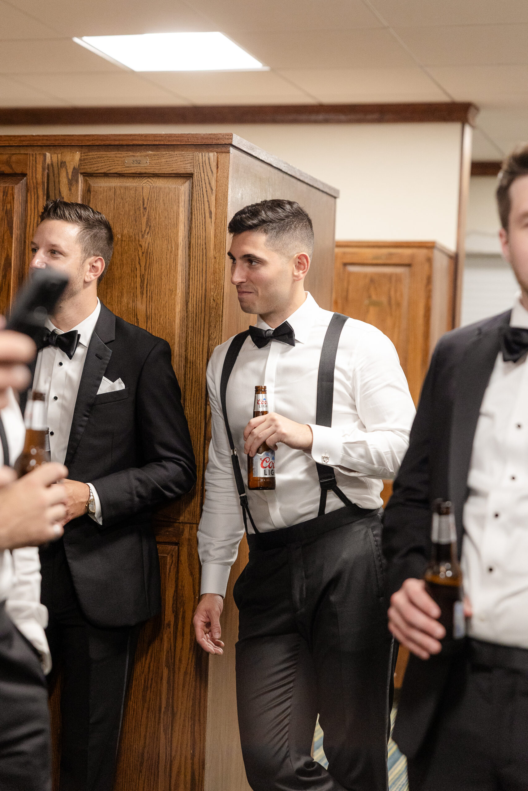 Groom and groomsmen at Country Club locker room