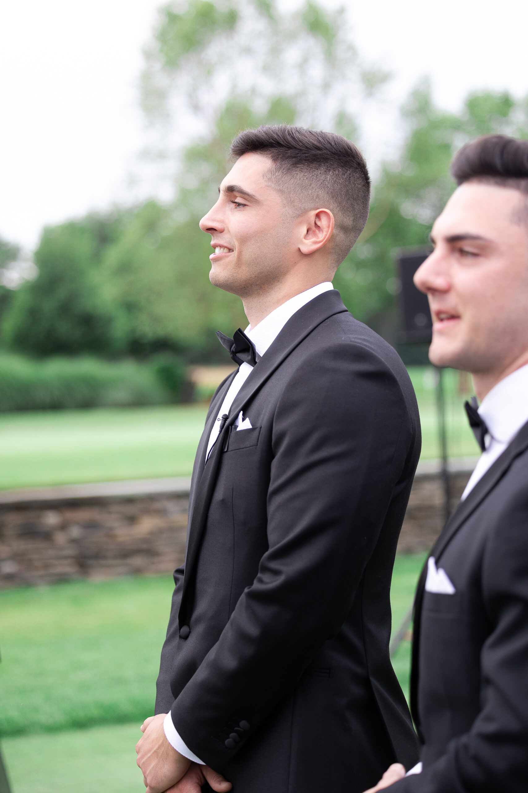 Groom reaction at Brookville Country Club Wedding