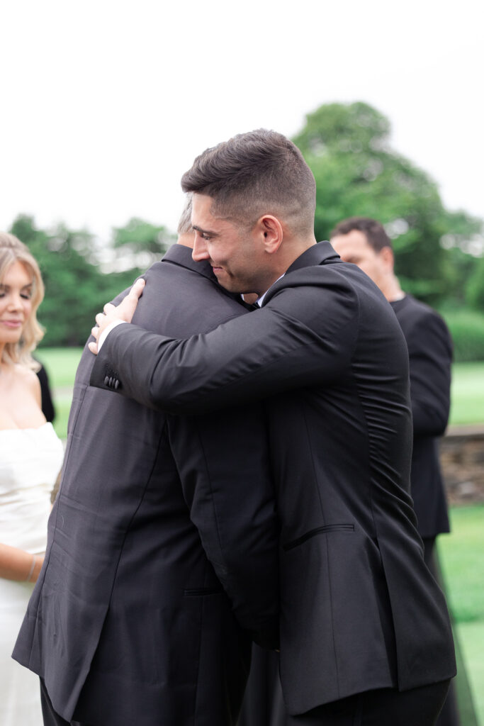 Groom reaction at Brookville Country Club Wedding