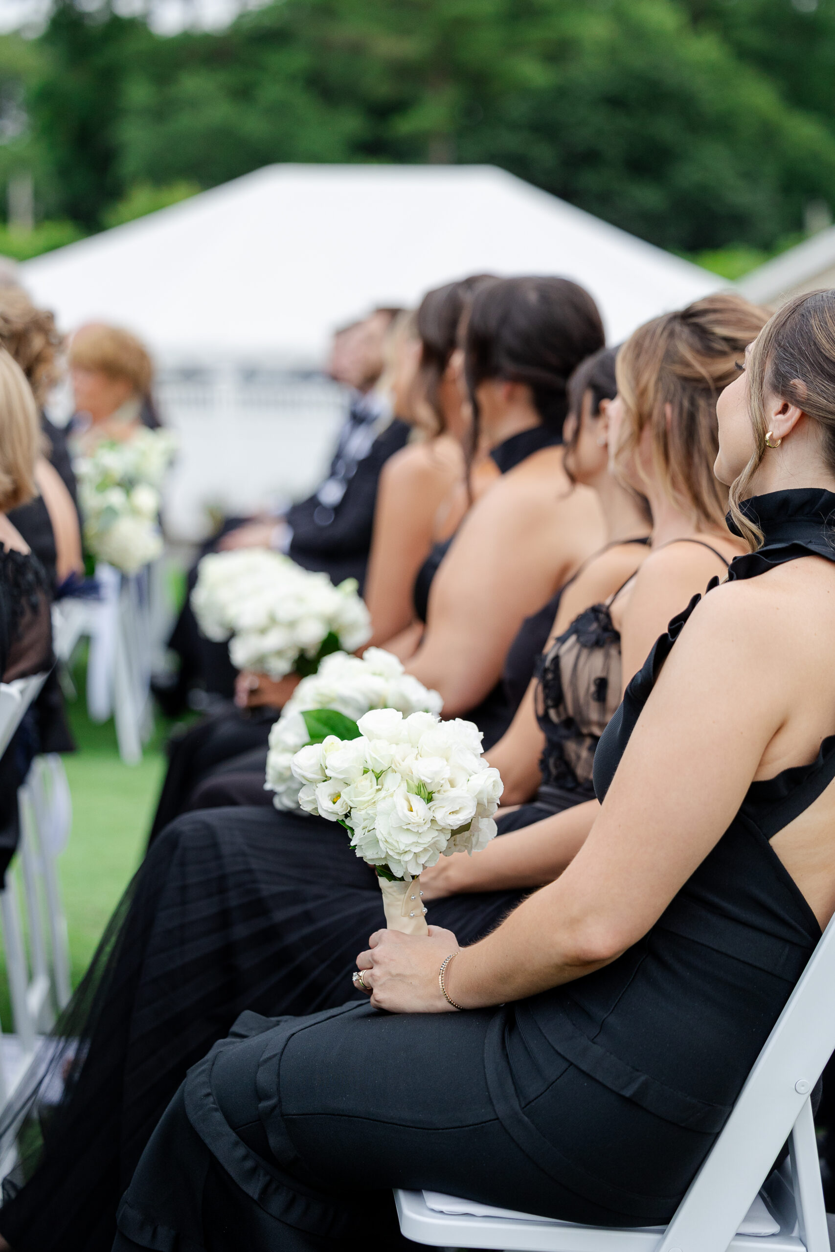 Wedding party reactions at Brookville Country Club wedding day