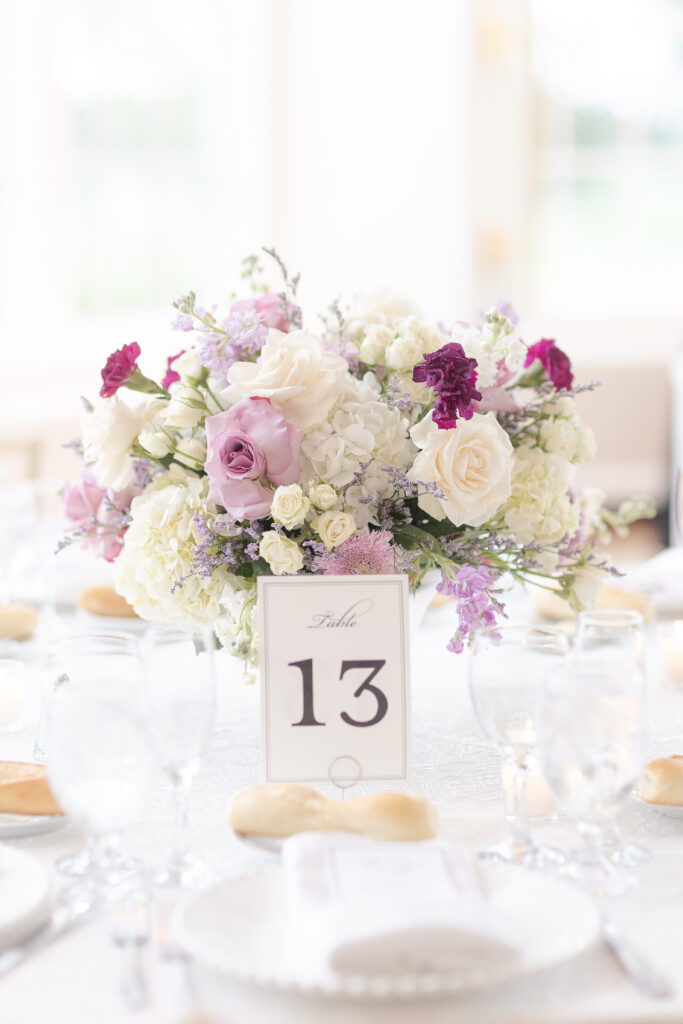 Heritage Club Wedding Venue Reception with lavender center pieces