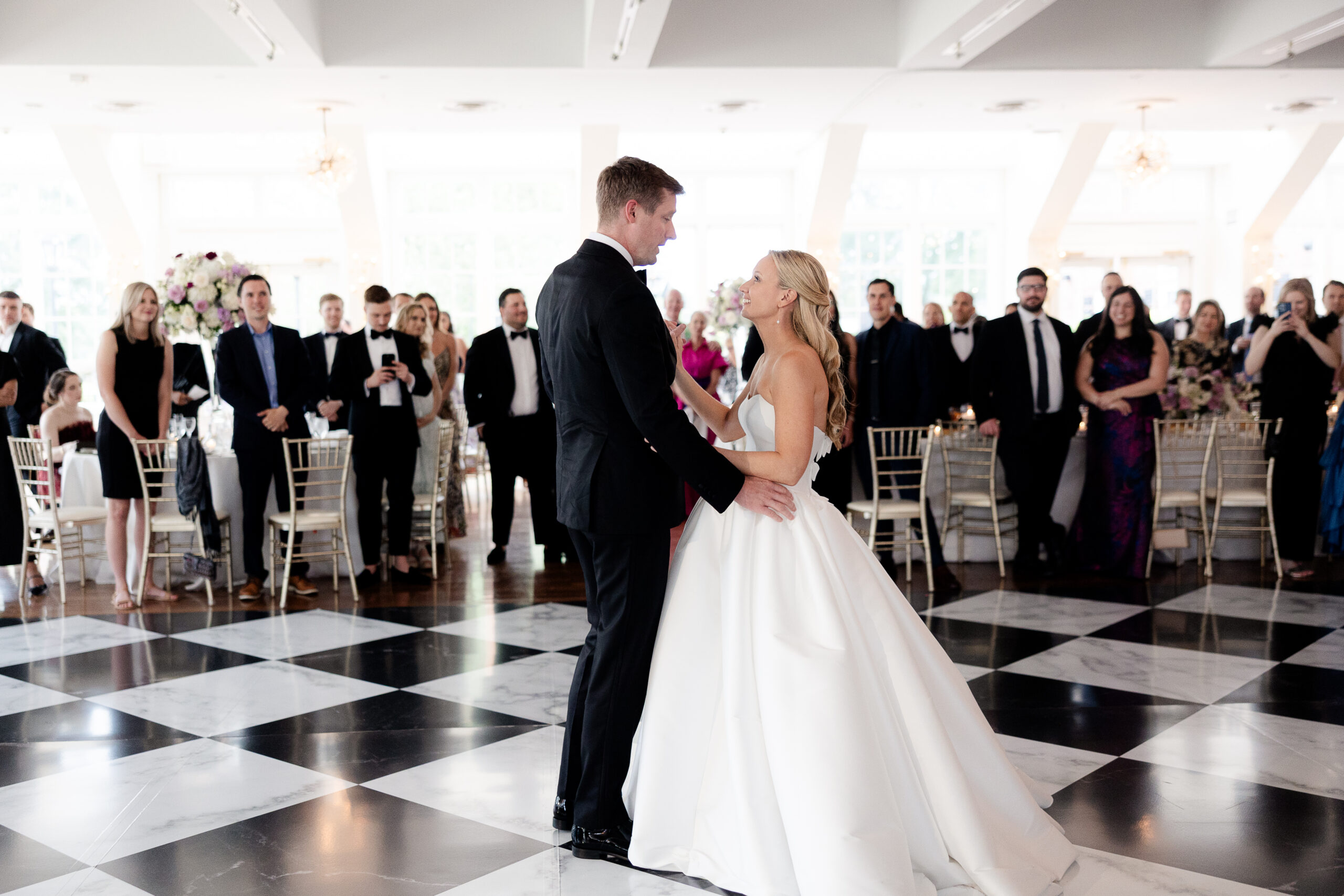 Bride and groom wedding first dance at Heritage Club wedding venue