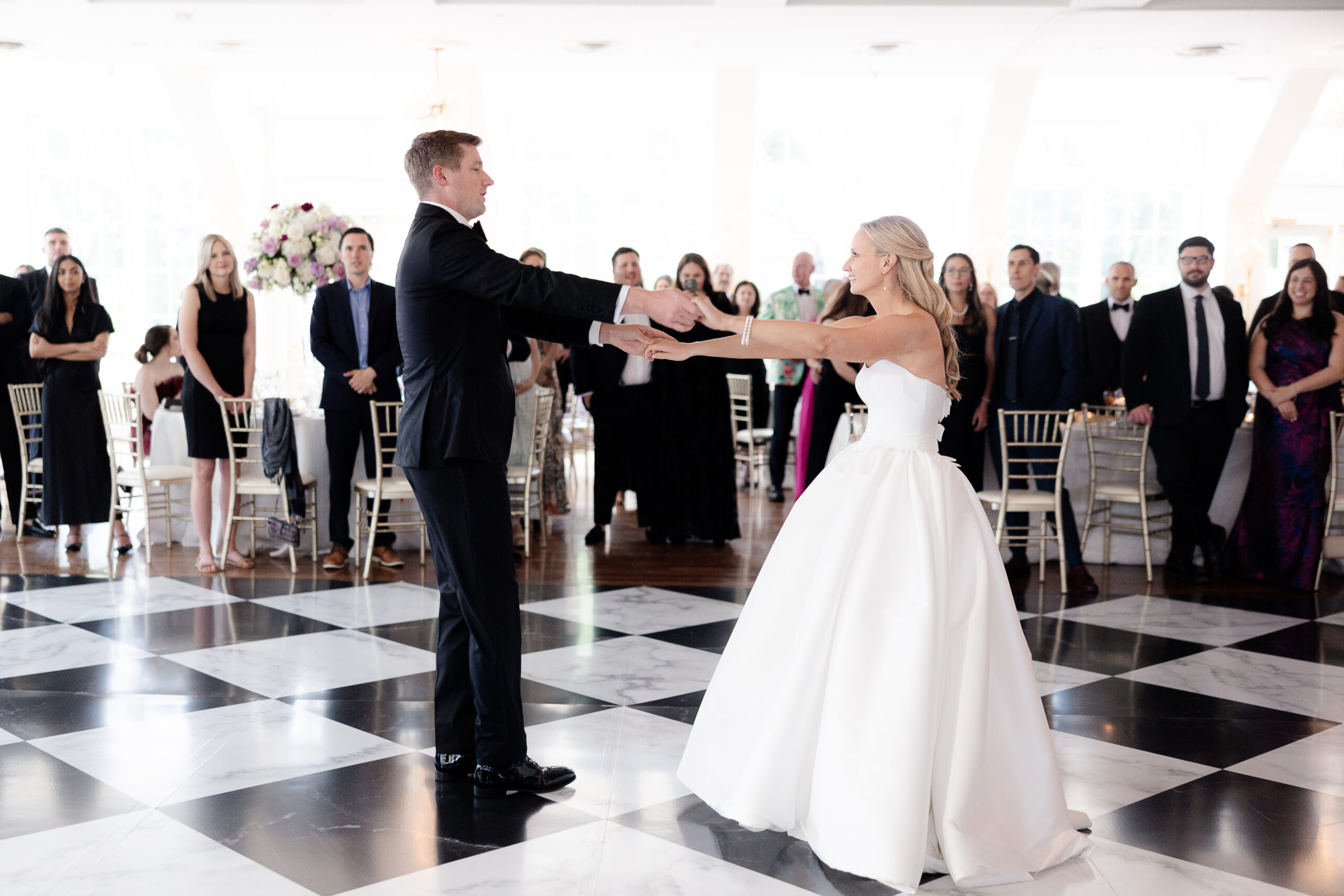 Bride and groom wedding first dance at Heritage Club wedding venue