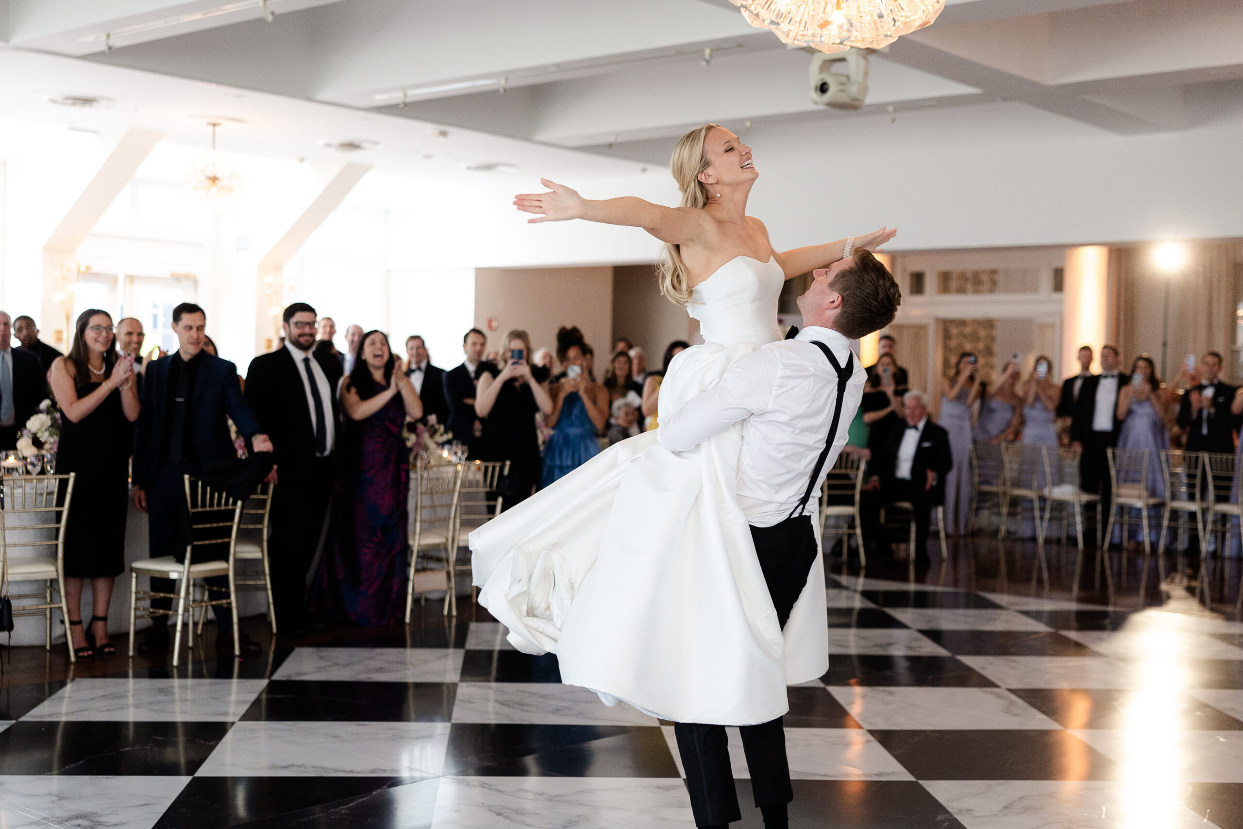 Bride and groom wedding first dance at Heritage Club wedding venue