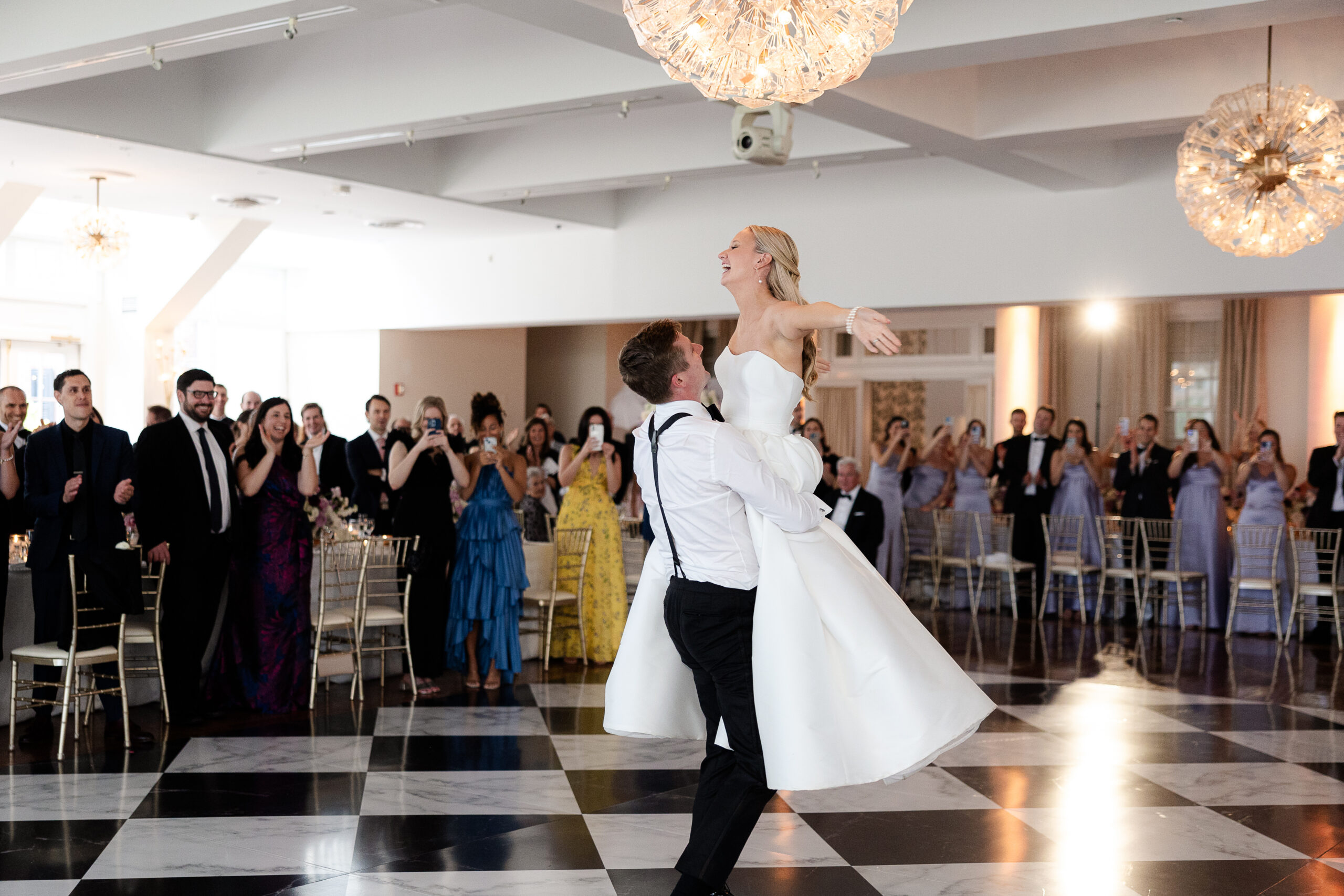 Bride and groom wedding first dance at Heritage Club wedding venue