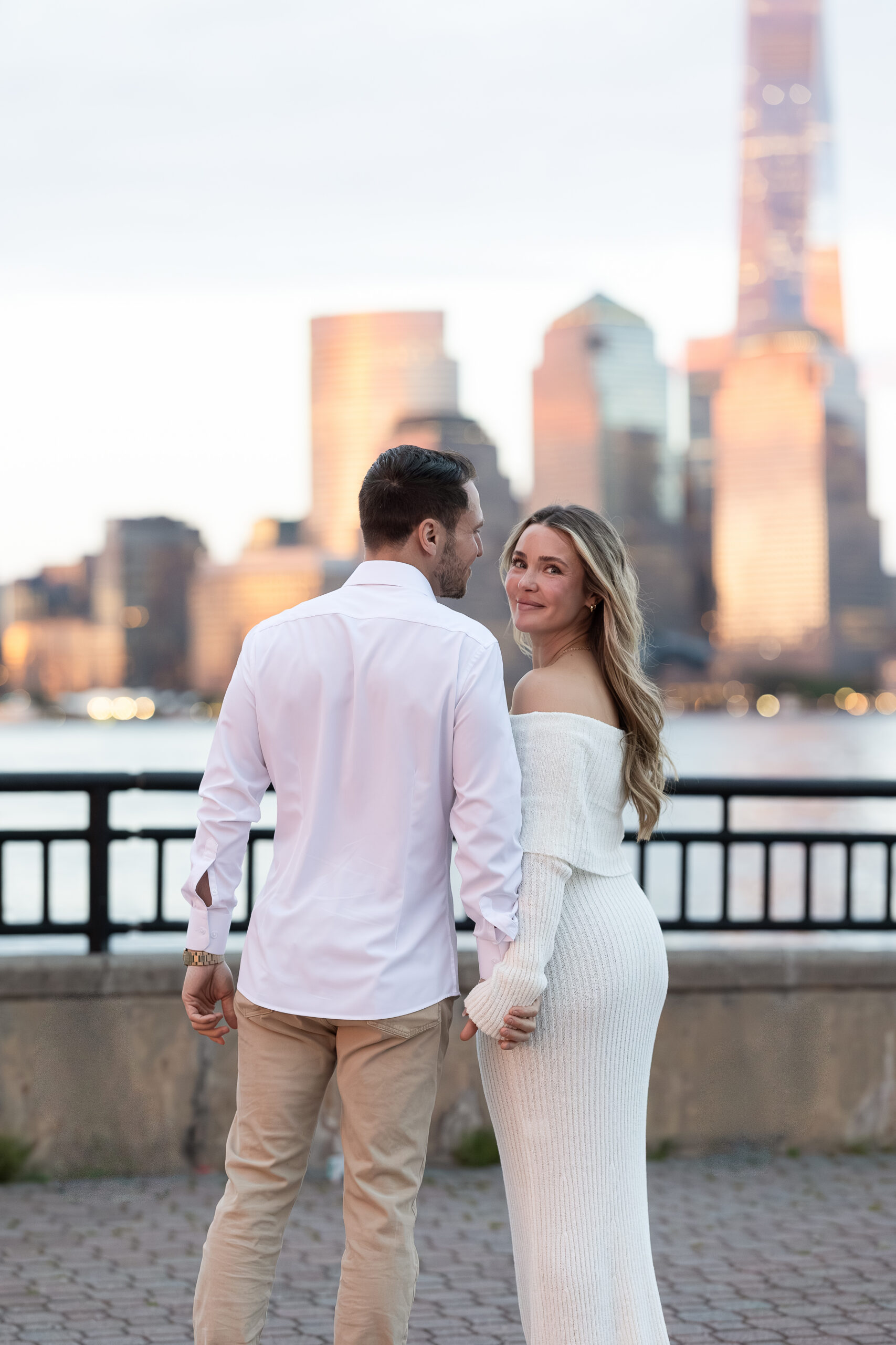 Liberty State Park just-engaged portraits