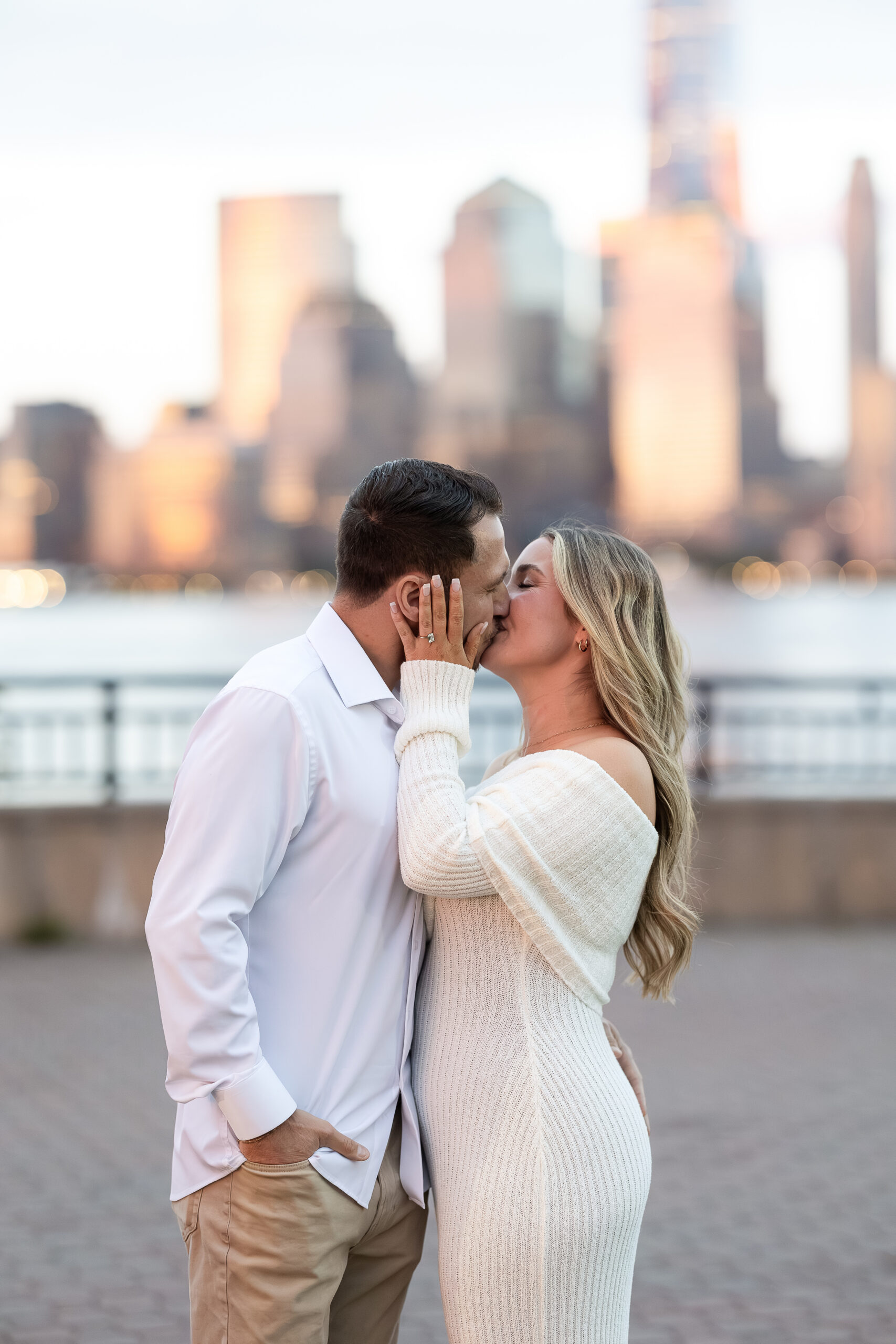 Liberty State Park just-engaged portraits