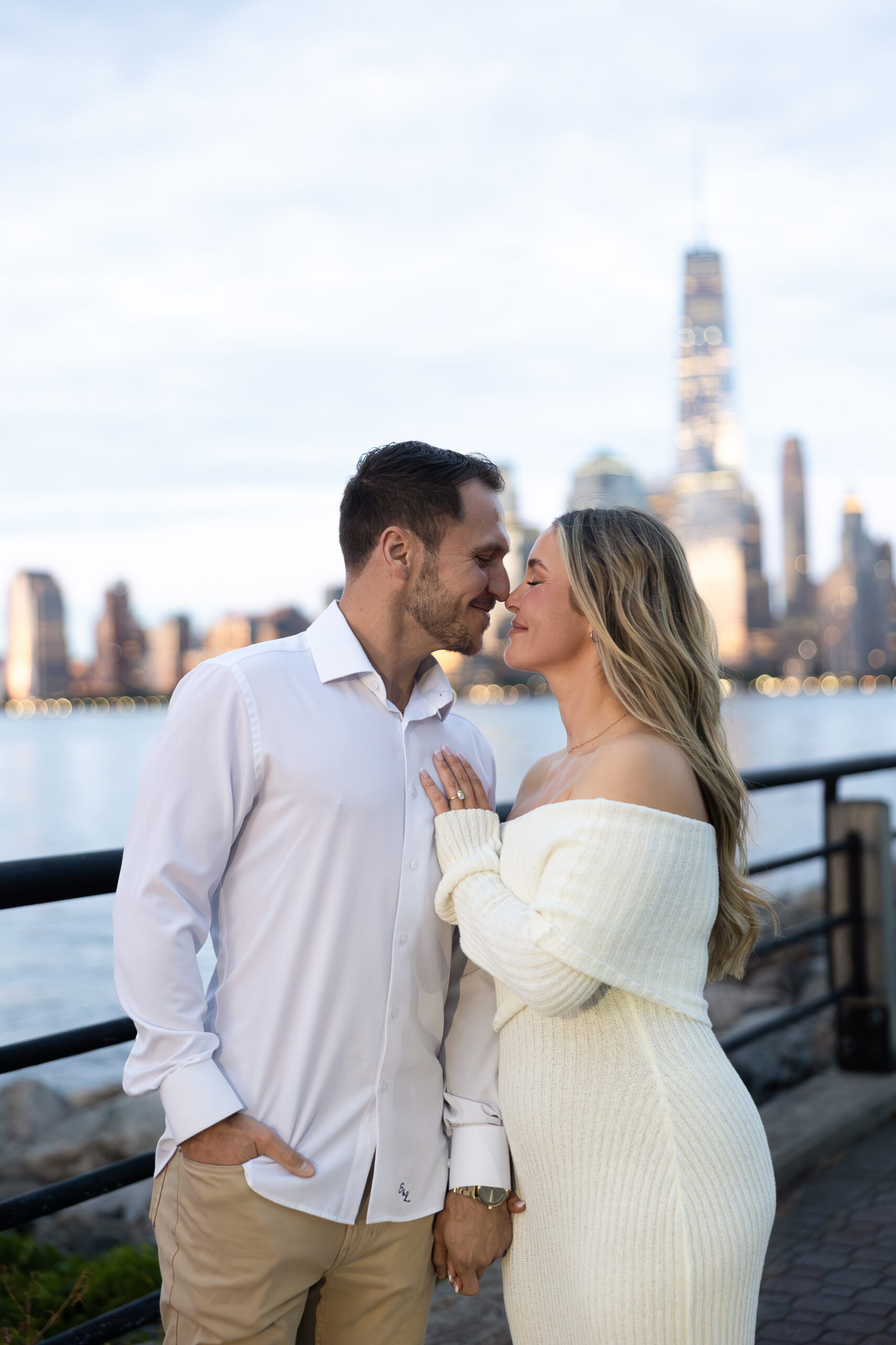Liberty State Park just-engaged portraits