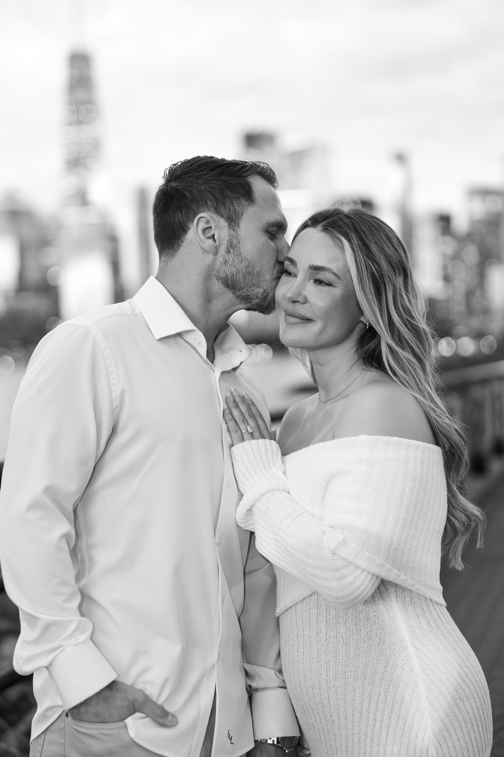 Liberty State Park just-engaged portraits