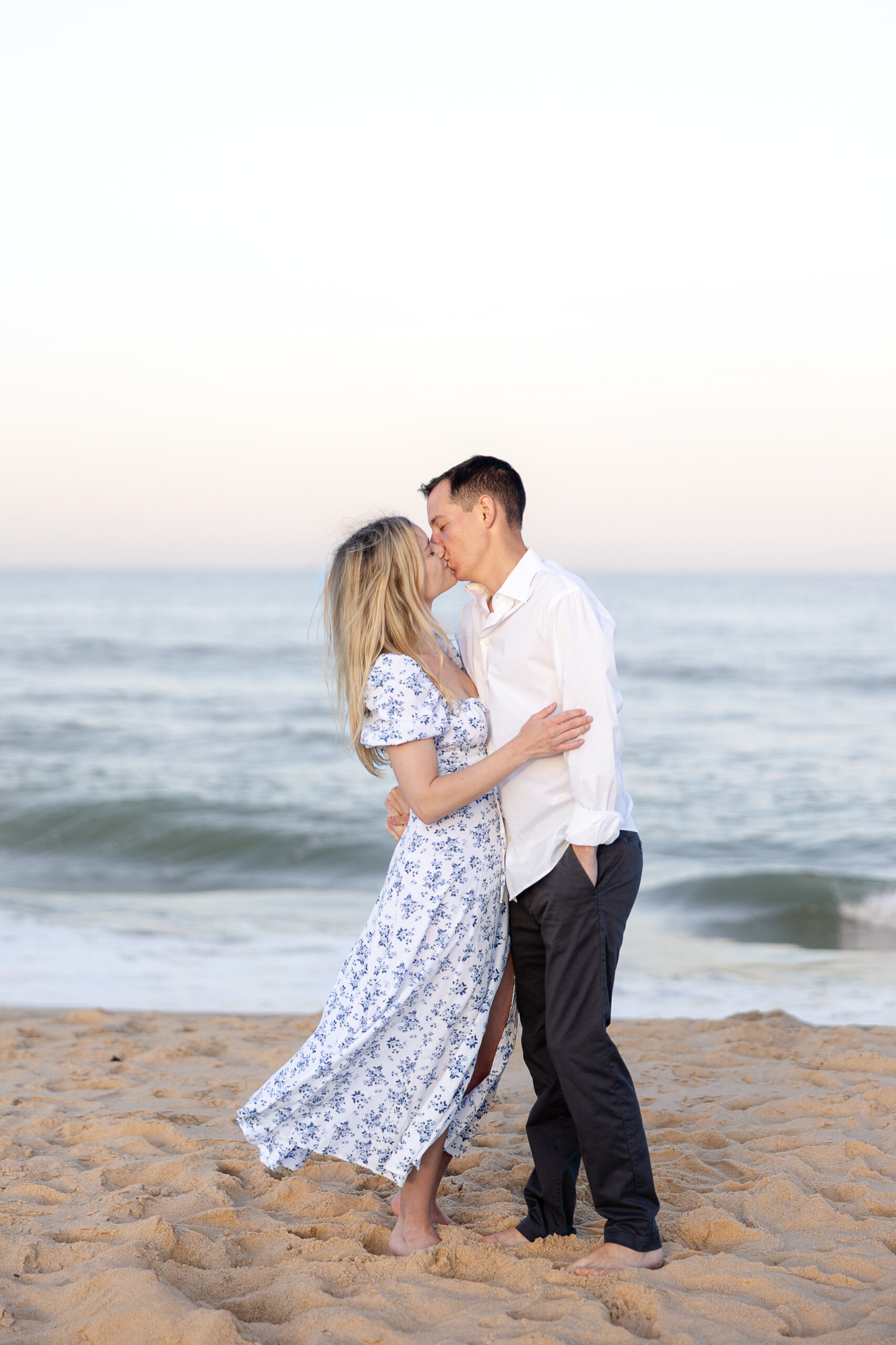Sunset engagement portraits at NJ beach