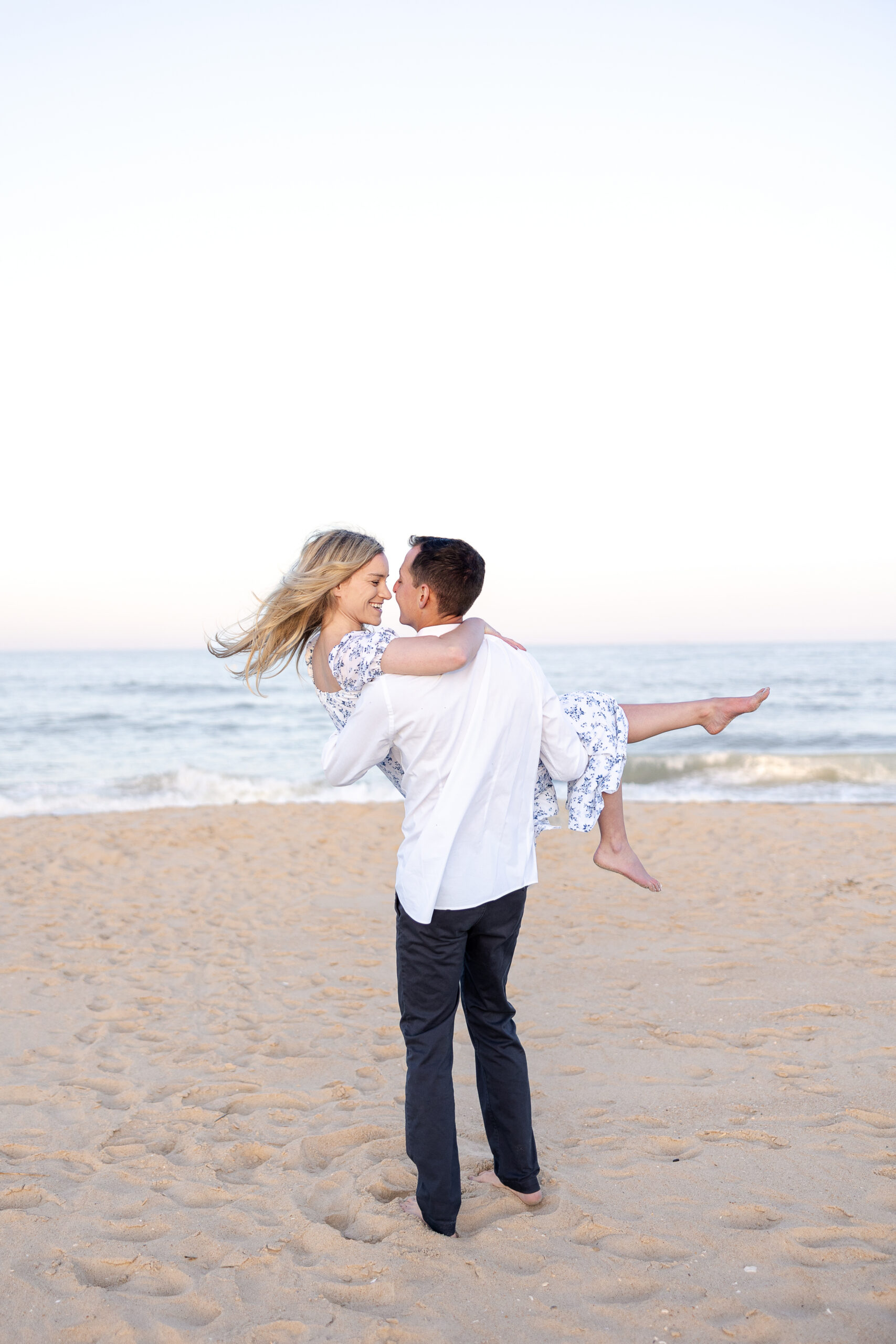 Sunset beach engagement photos in NJ